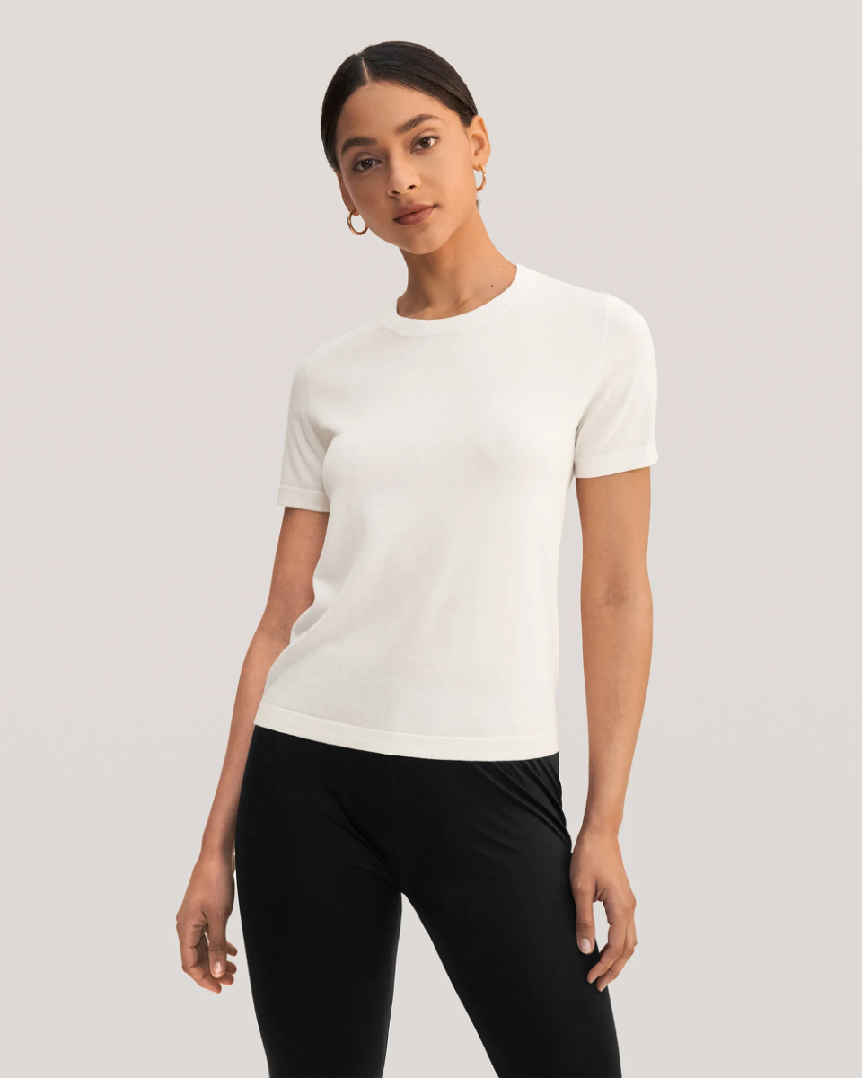white knit t shirt