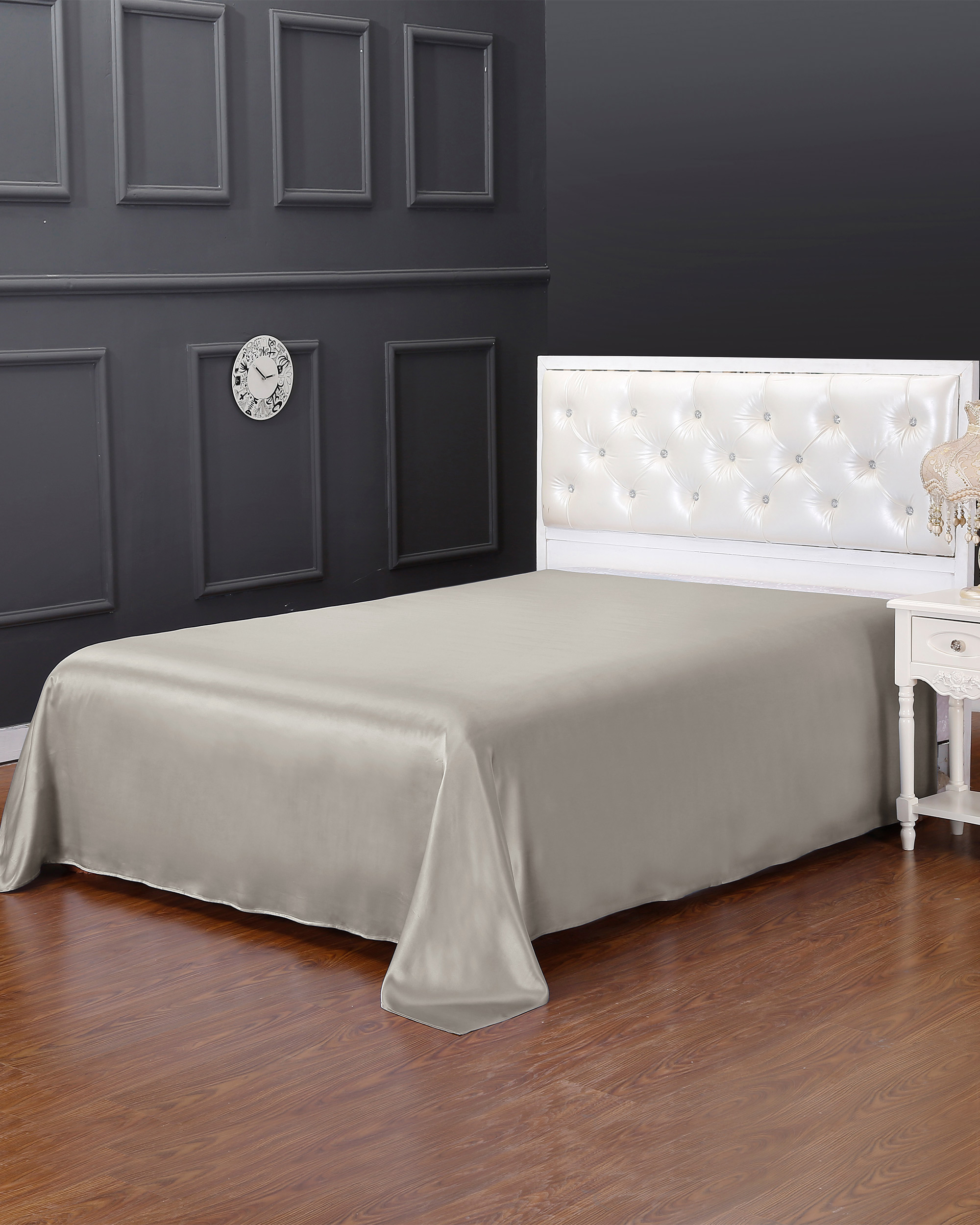 LILYSILK Silk Bedspread Grey UK Pure Silk High-Quality Silk Bedding Double (230x275cm)