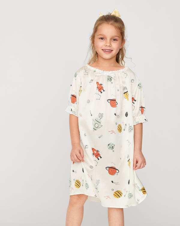 Camicia da notte bambina in seta con stampa Tiny-Universe