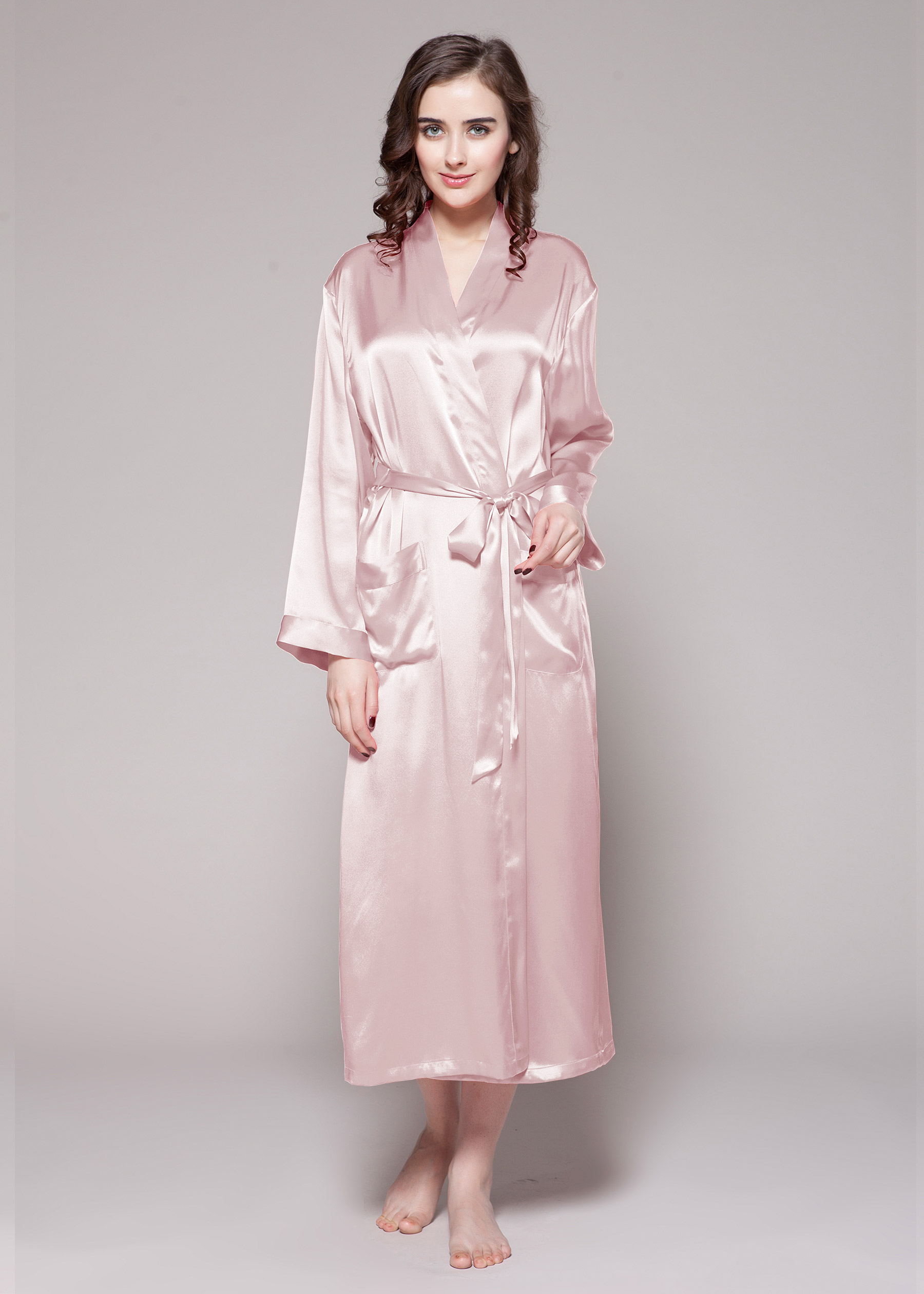 long silk satin dressing gown