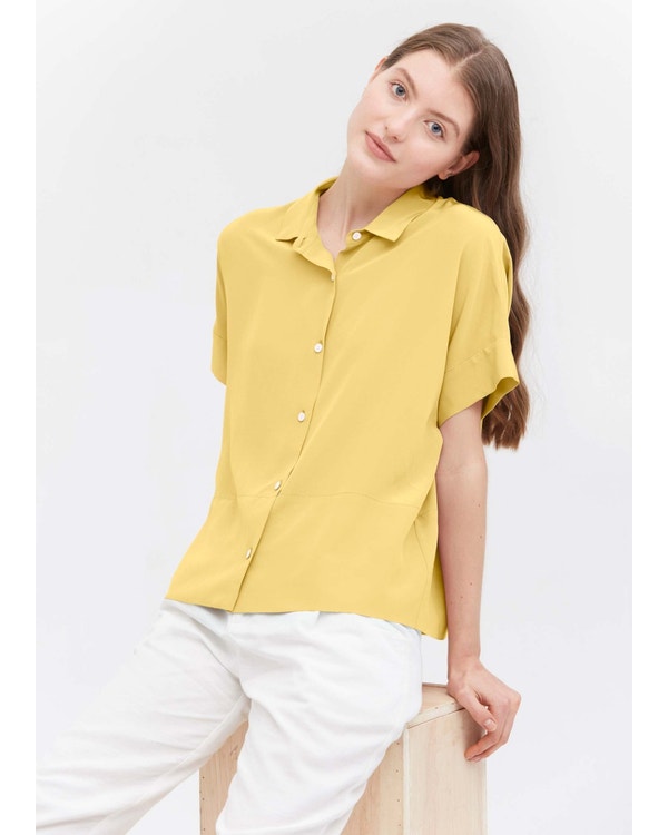 Casual Short Sleeves Loose Silk T-Shirt Ginger XL