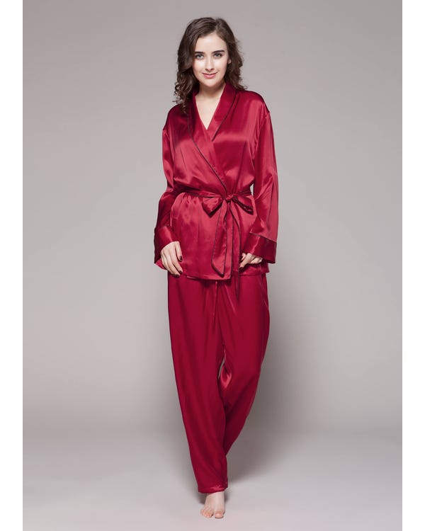 22 Momme Contrast Trim Silk Pajamas Set-hover