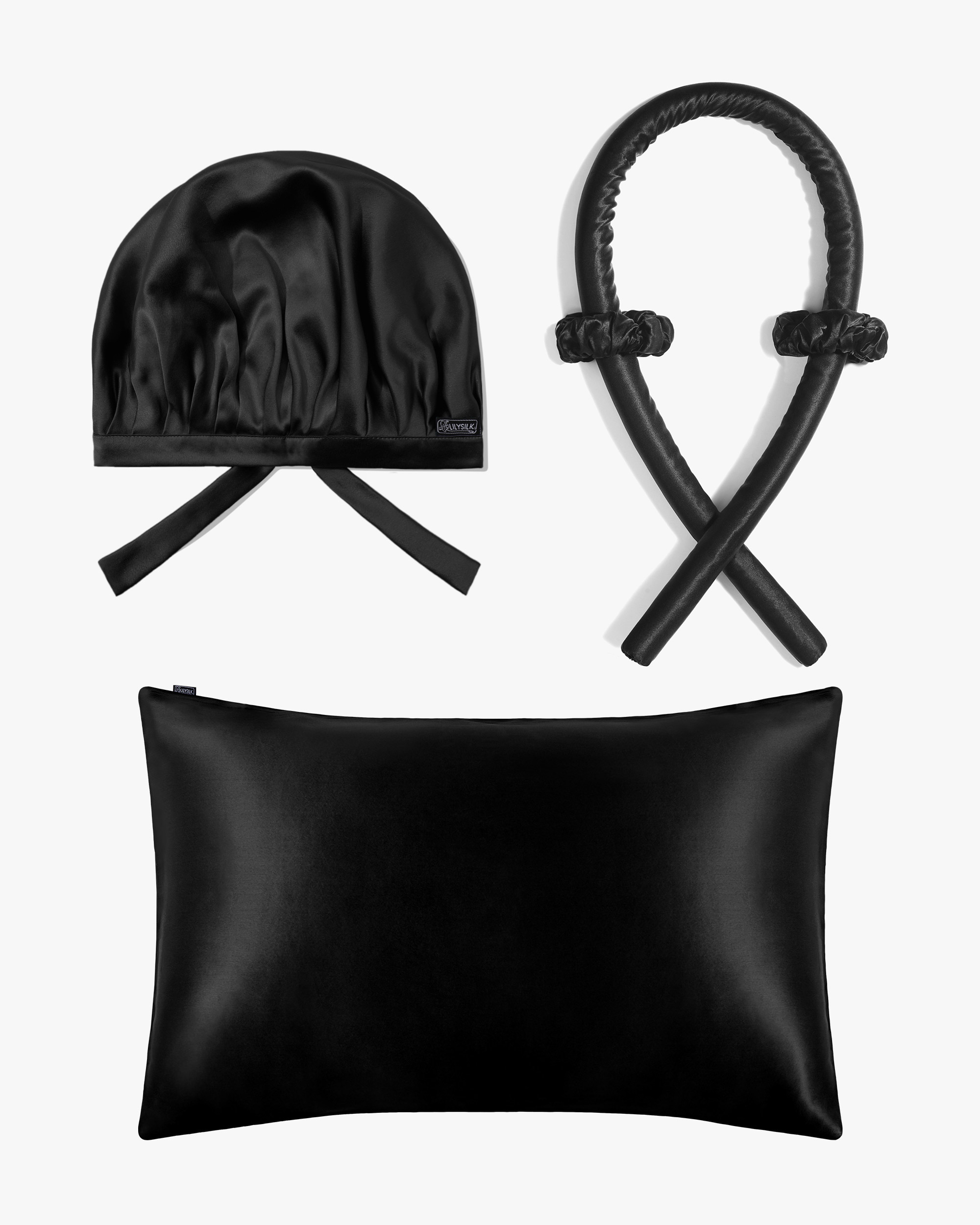 LILYSILK Seide Schönheitsset Für Haar Schwarz DE 100% Reine Seide Kein Bruch Leicht Und Atmungsaktiv Kopfkissenbezüge 40X80Cm