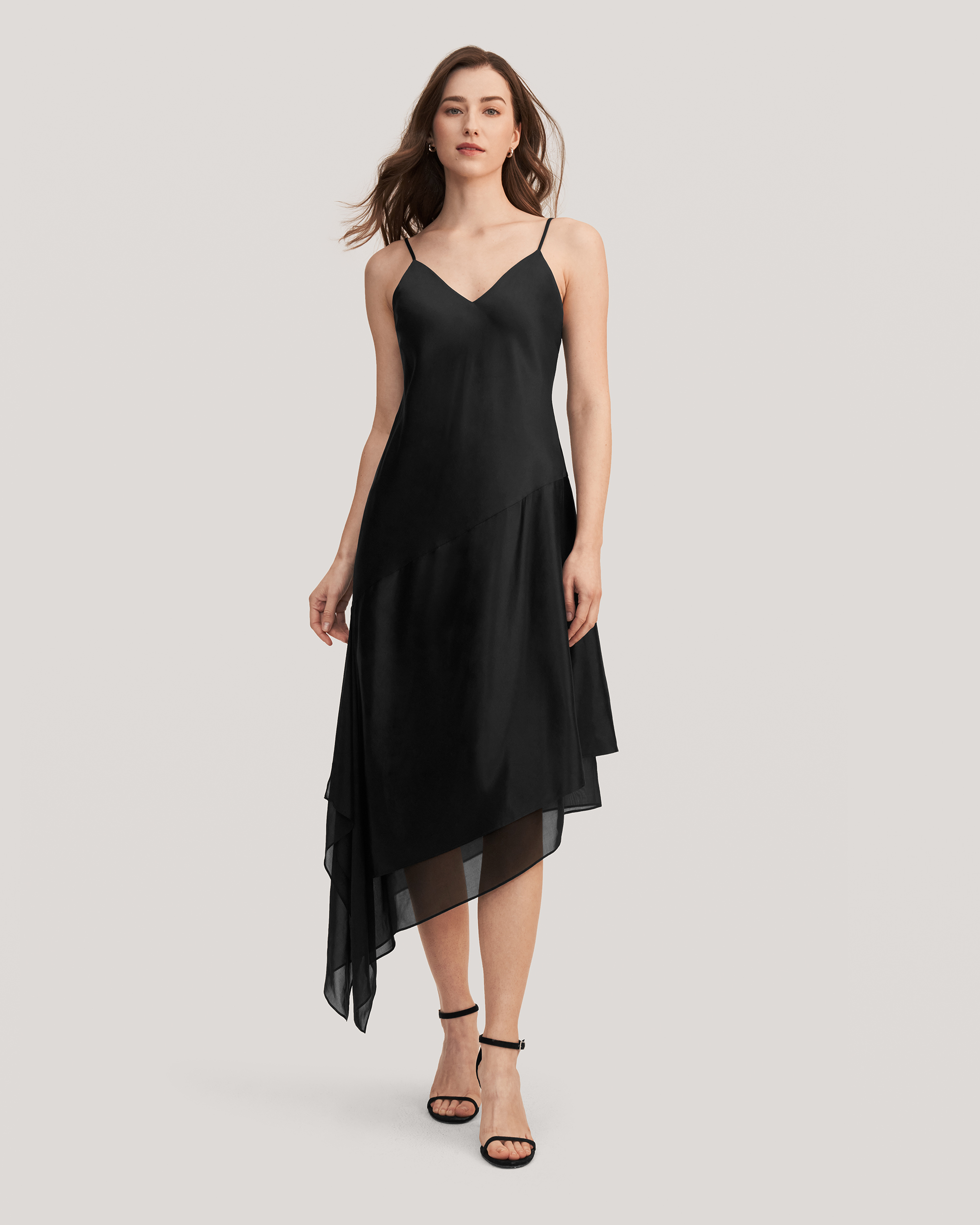 Vintage Cocktail Dresses, Party Dresses, Prom Dresses Ocimum Asymmetric Cami Dress Black N12 $139.00 AT vintagedancer.com