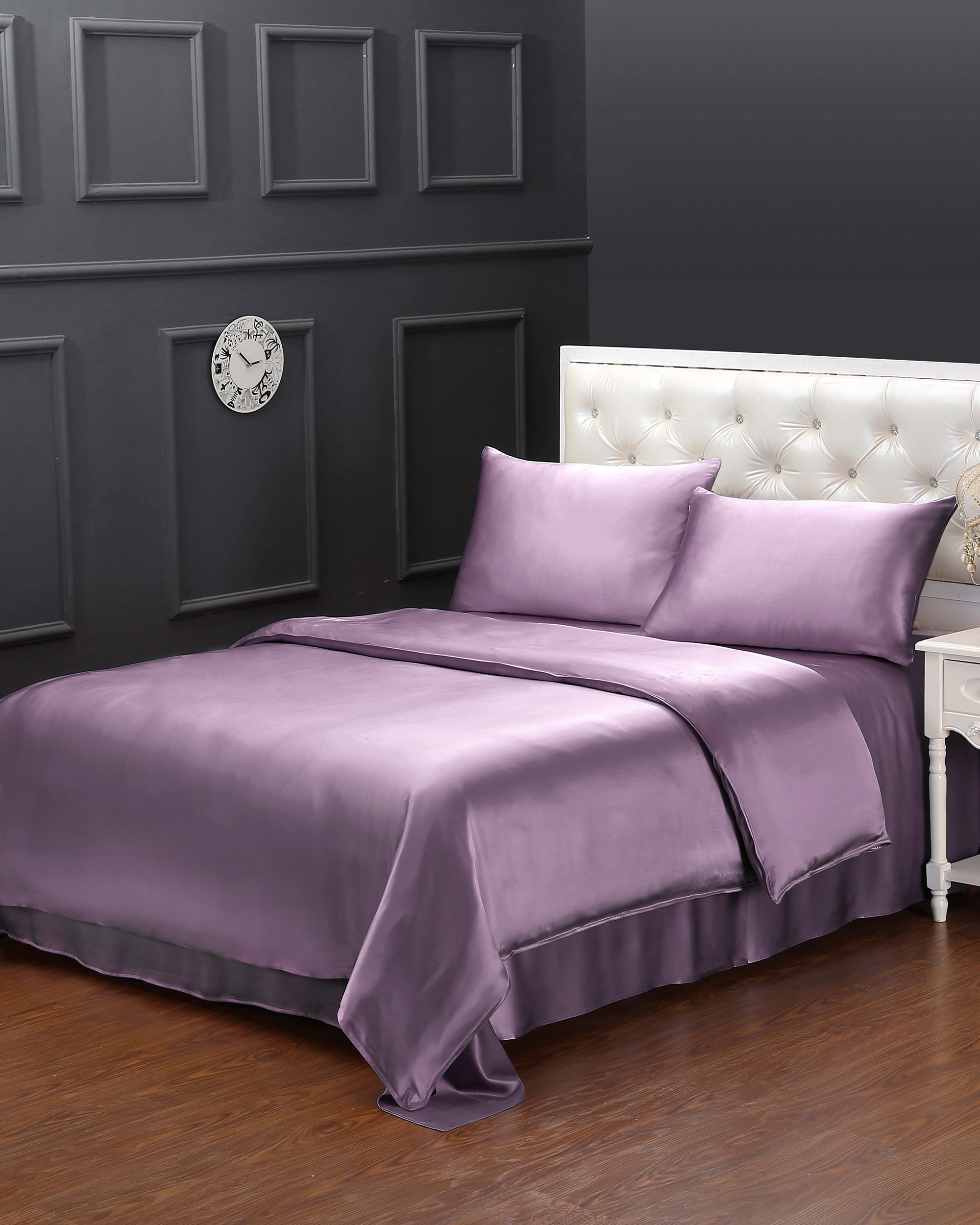 LILYSILK Silk Bedding Purple UK 100% Grade 6A Silk Smooth Silk Bed Set Double