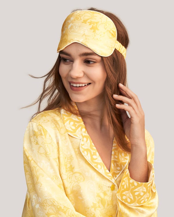 Exquisite Lily Print Sleep Mask Gold-Lily-Print