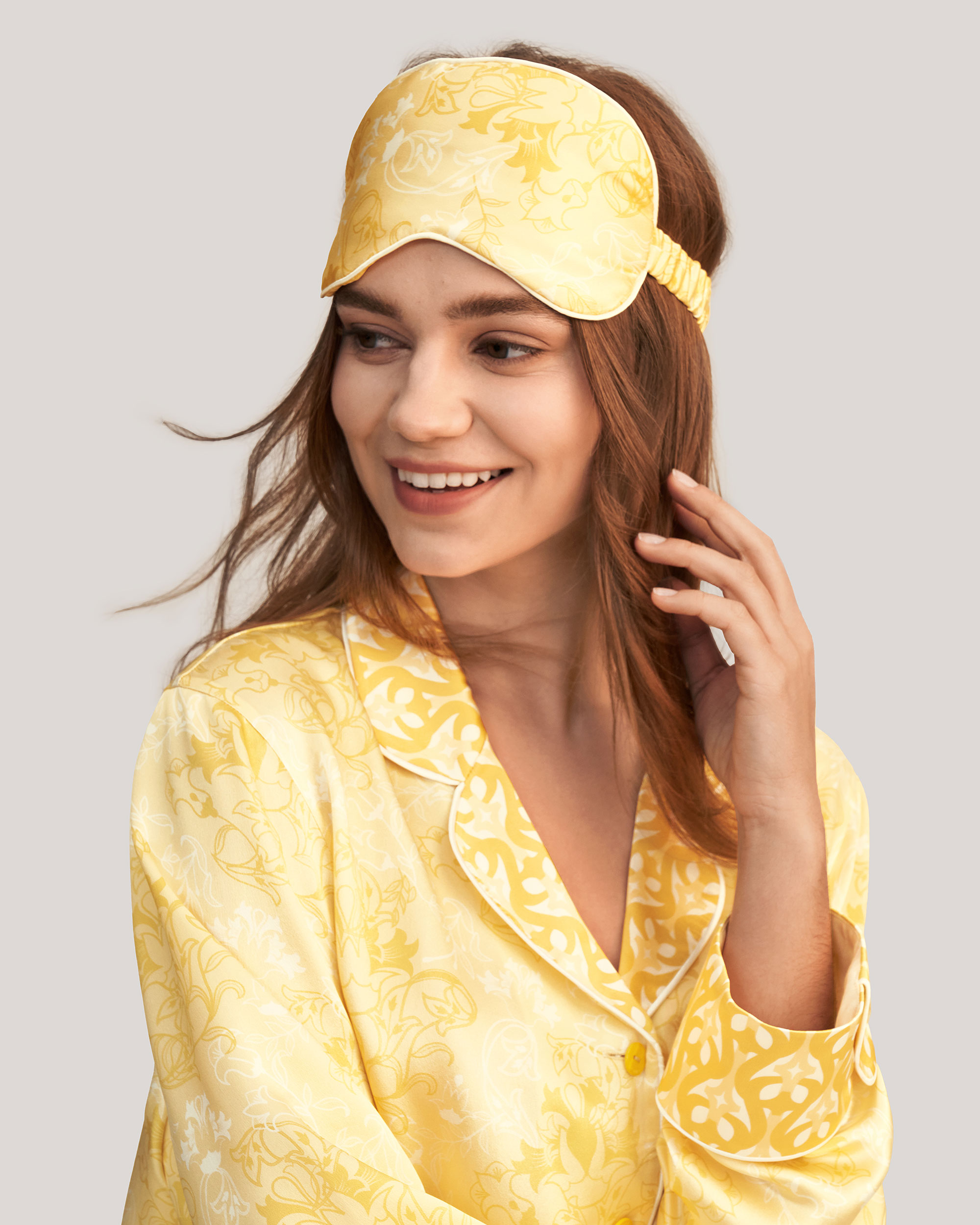 LILYSILK Schlafmaske Seide Monogramm Druck Deutschland 100% Seide Der Güteklasse 6A Mit Liliendruck Hautfreundlich Und Atmungsaktiv