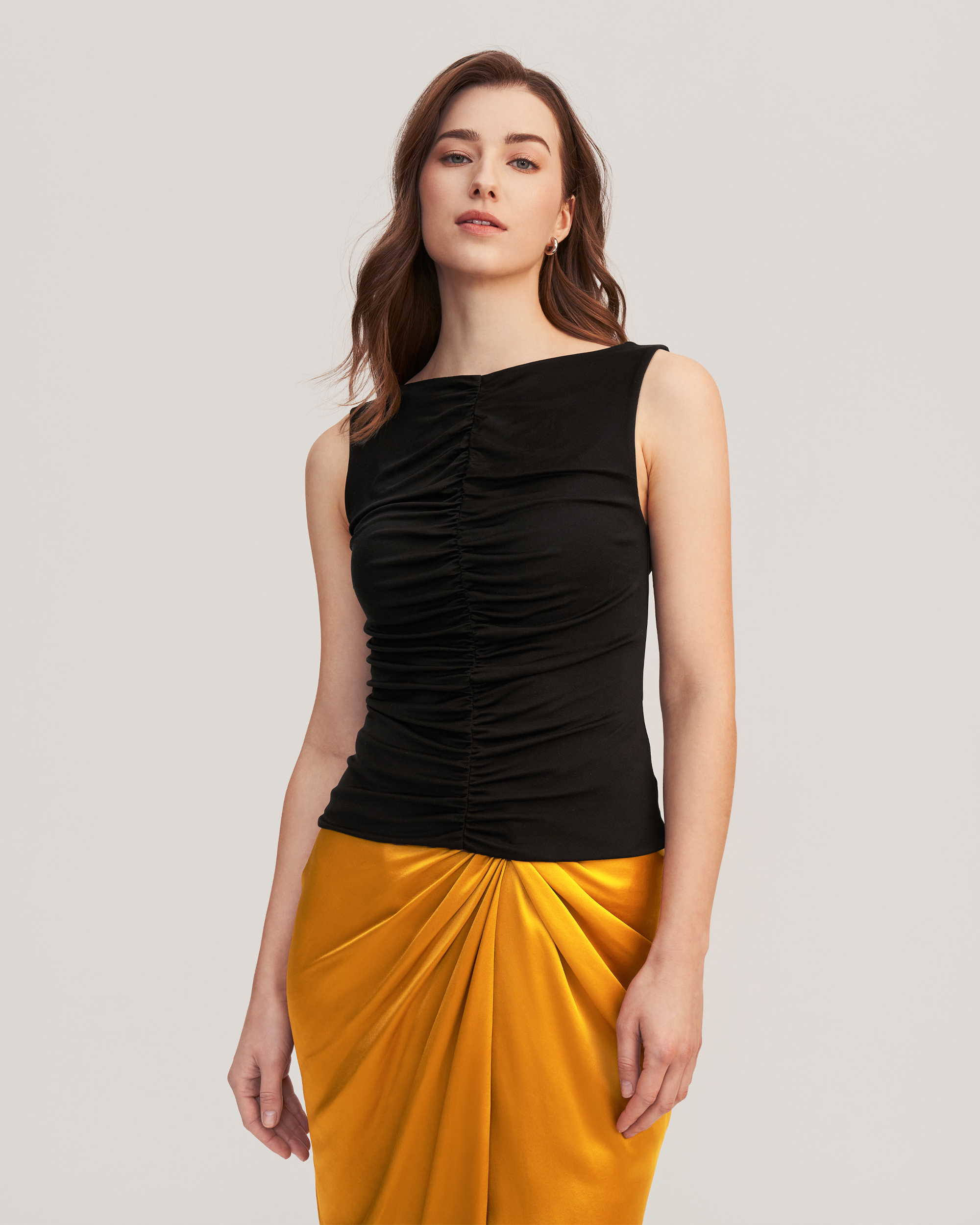 Maisie Jersey Knit Ruched Front Tank