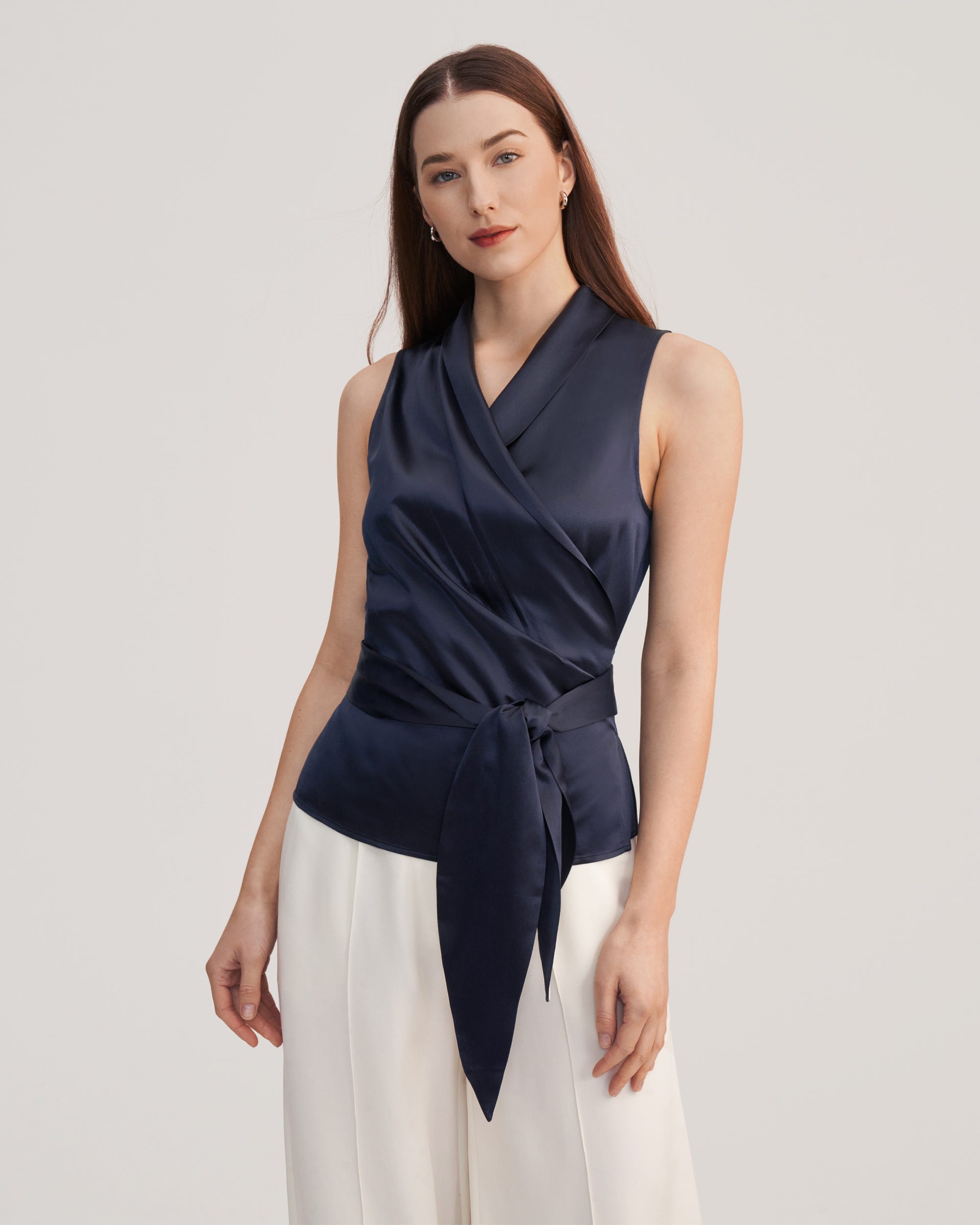 LILYSILK Bluse Seide Damen Dunkel Blau Deutschland 100% Grade 6A Maulbeerseide Schlanke Passform Leicht Und Weich 38