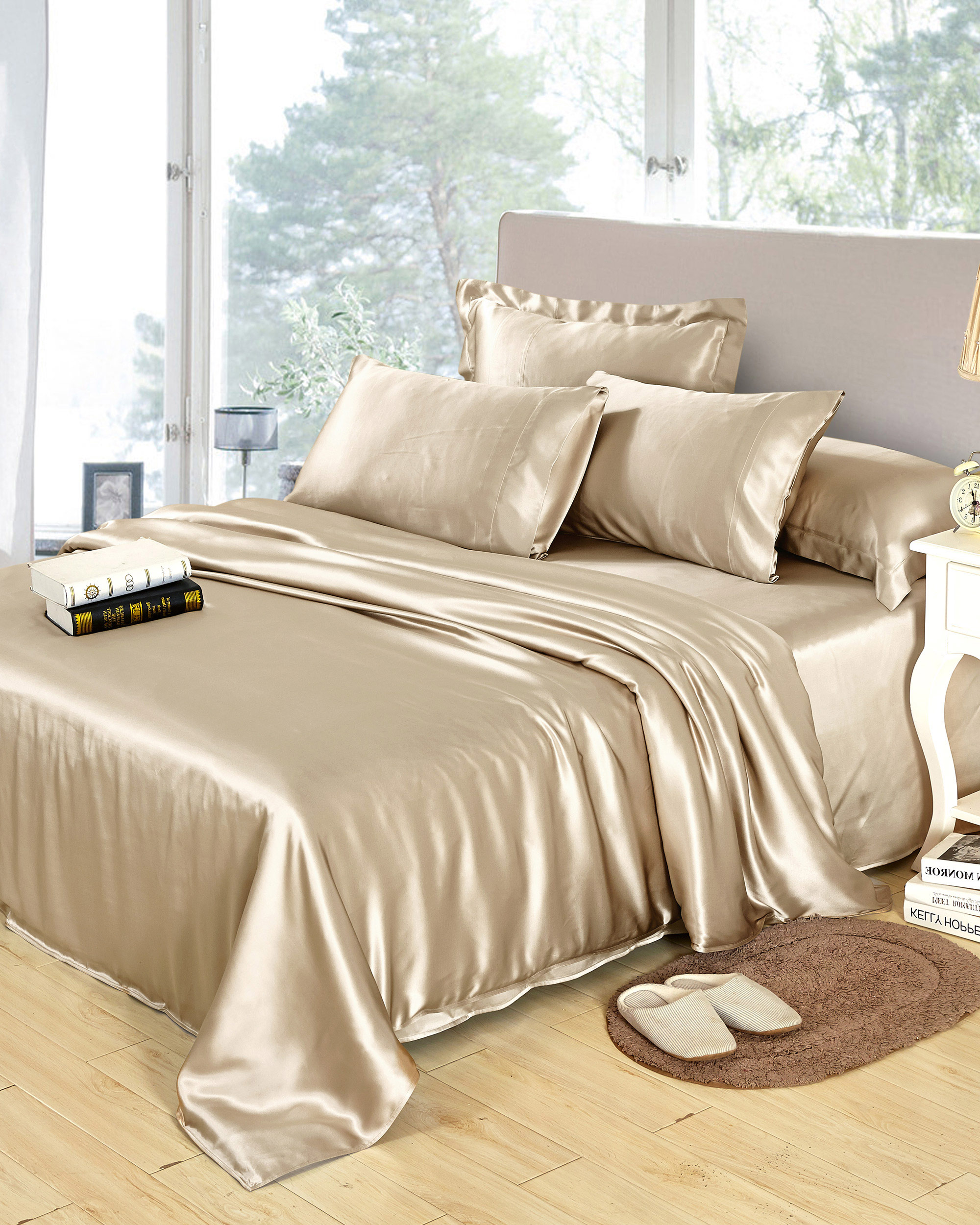 LILYSILK 25 Momme Seide bettwäsche Set Super Weich Deutschland Kaffee 155x220cm + 80x80cm