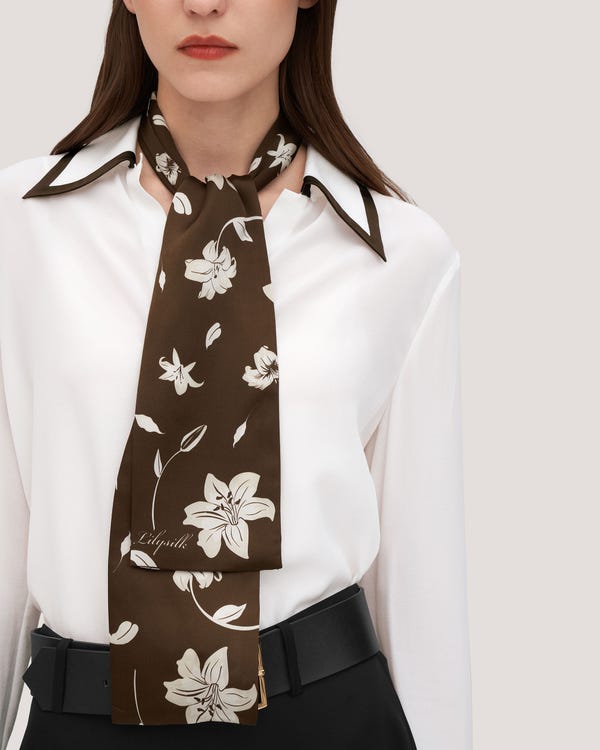 Fantastisk rektangulært silke lily tørklæde