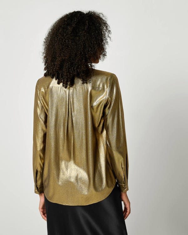 LILYSHEENA Vintage Classic Bronze Silk Shirt LILYSHEENA-Gold XS-hover