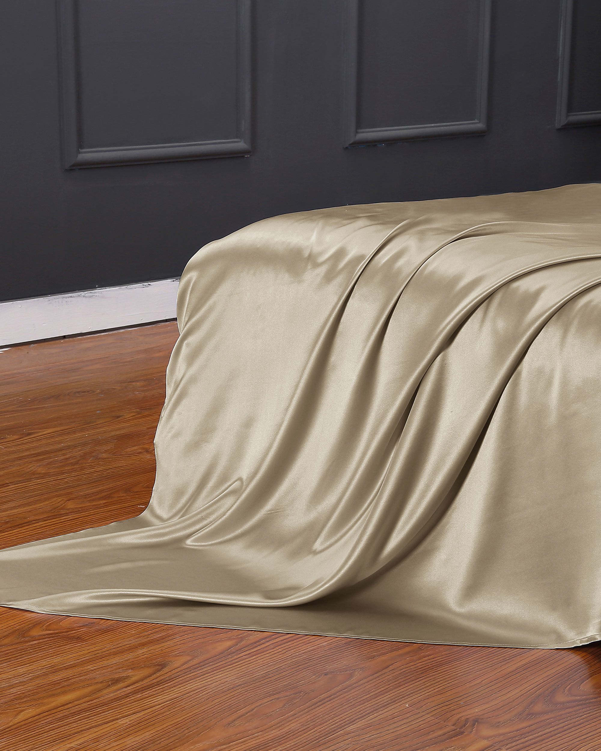 LILYSILK Silk Sheets Khaki UK 100% Grade 6A Silk Luxury Silk Bedding Single (180x275cm)