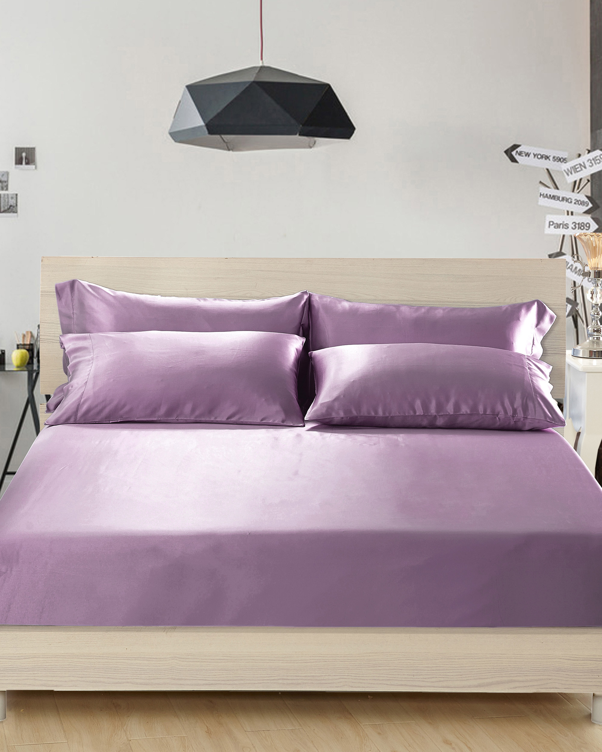 LILYSILK Seide Spannbettlaken Lavendel Deutschland 100% Maulbeerseide Nahtloses Für Alle Jahreszeiten Spannbettlaken 100x200+30cm