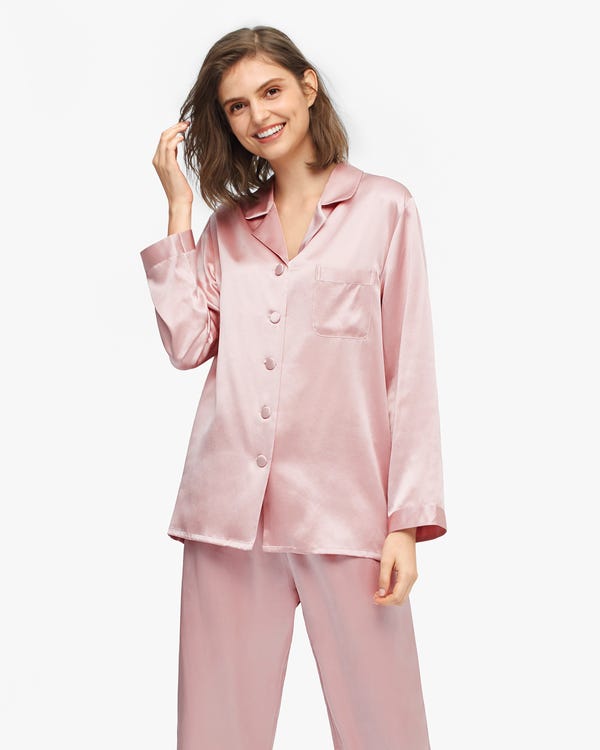 22 Momme Lang elegant Seide Pyjamas Nachtwäsche Damen