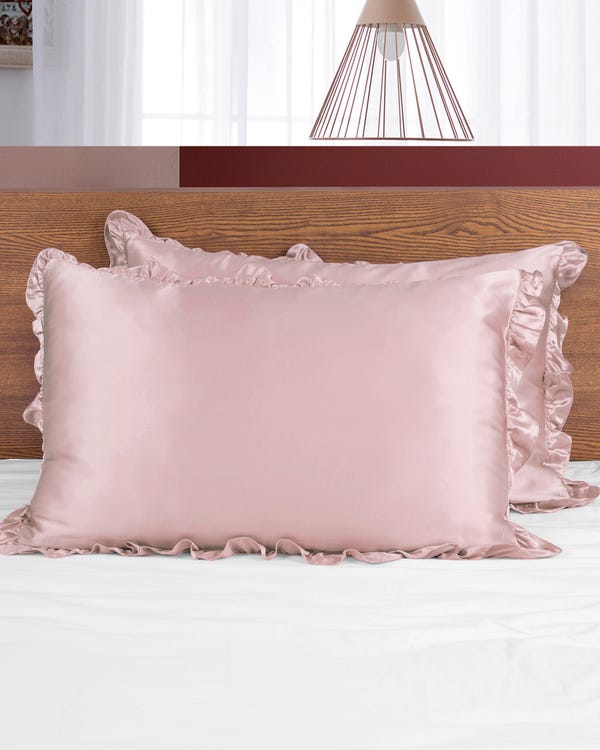 19MM Silk Pillowcase With Ruffle Trim-hover