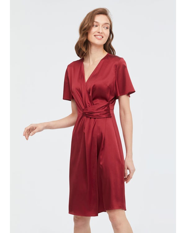 Stylish Overlapping Design Silk Dress