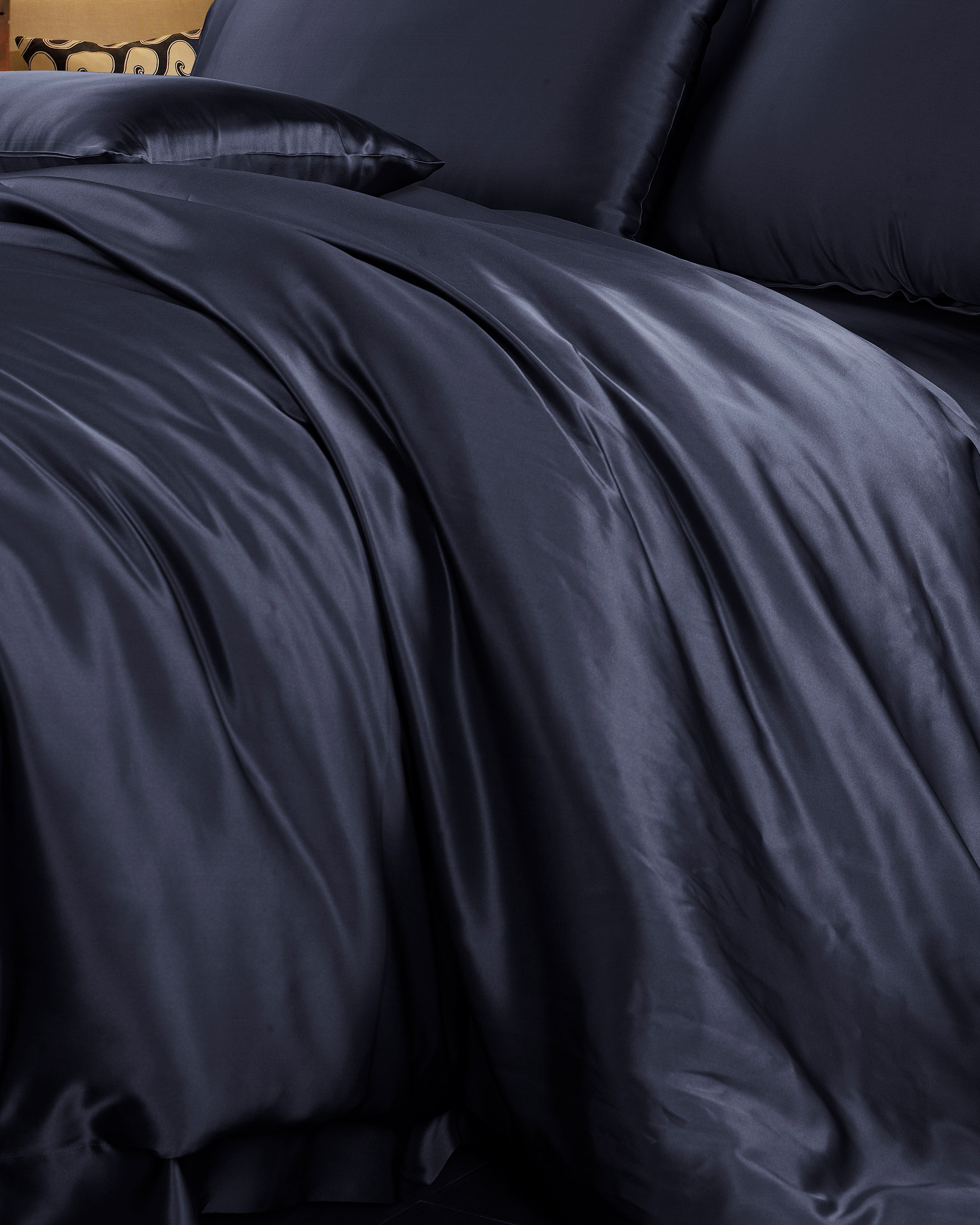 LILYSILK 3tlg Seide Bettwäsche Set Dunkel Blau Deutschland 100% Maulbeerseide Geprüfte Qualität Leicht Und Weich 155x200cm + 80x80cm