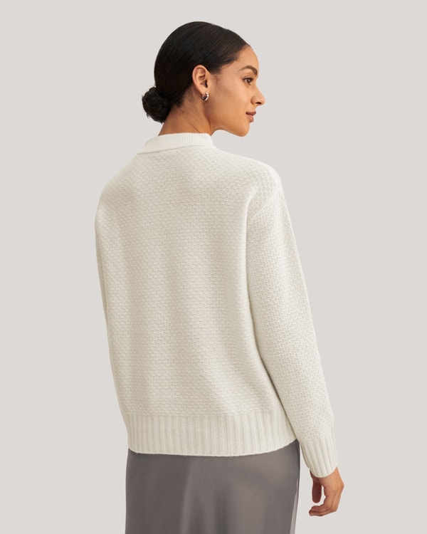 Relaxed Honeycomb Knit Cashmere Sweater