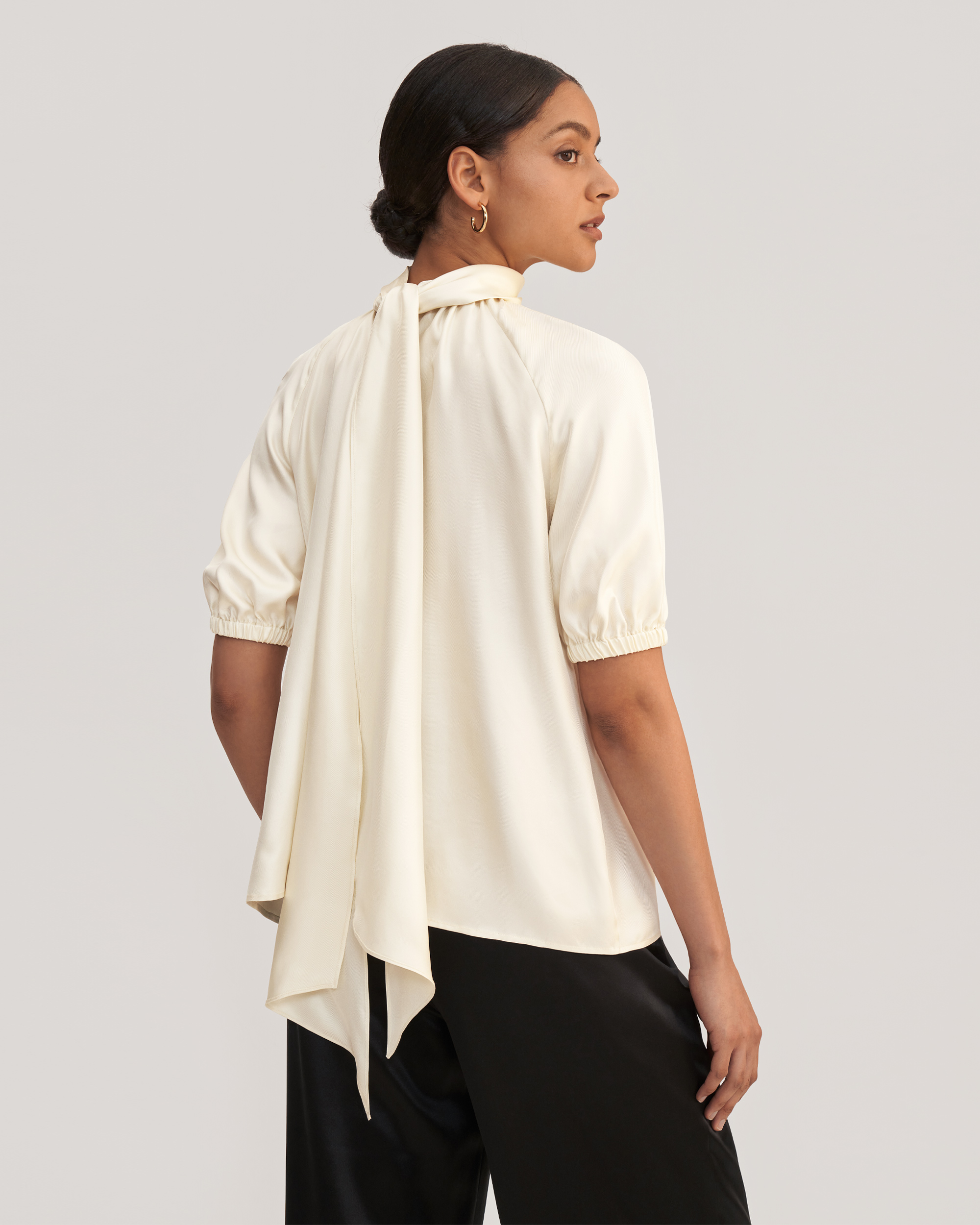 LILYSILK Blouse En Soie Sangle Arrière, Manches 3/4 Bouffantes Soie Sergé De Température Réglable Chemises S - LILYSILK - Modalova