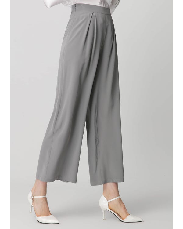 Smooth Silk Wide Leg Cropped Pants