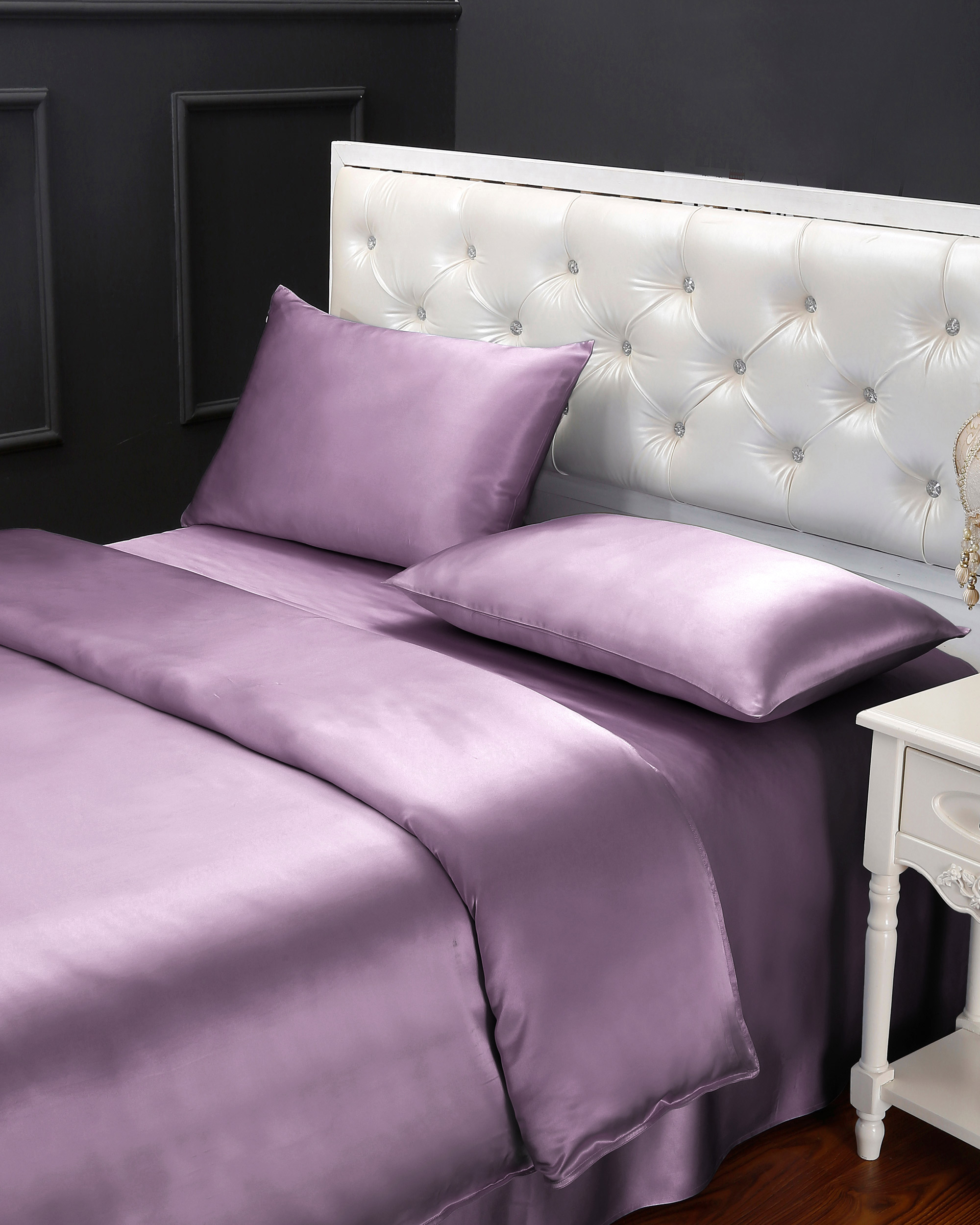 LILYSILK 25MM Seidenbettwäsche Set Lavendel DE Reine Seide Luxus Hautfreundlich Und Atmungsaktiv Bettwäschegarnitur 155x220cm + 80x80cm