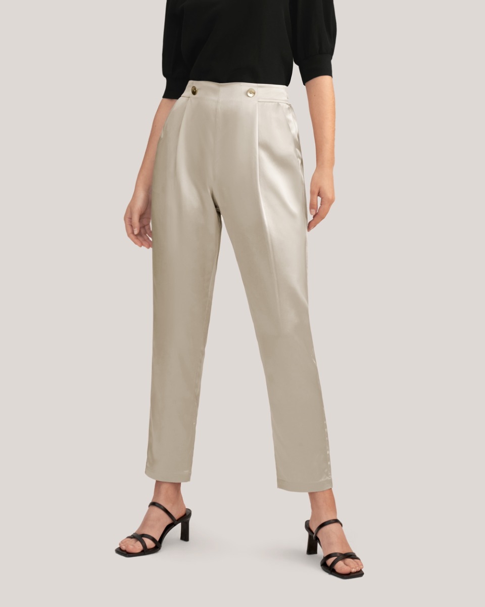 High waisted silk sales pants