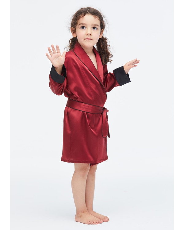 Children's Silk Robe With Contrast Piping