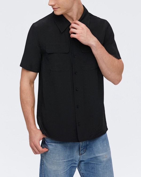 Mens Classic Short Sleeve Silk Shirt