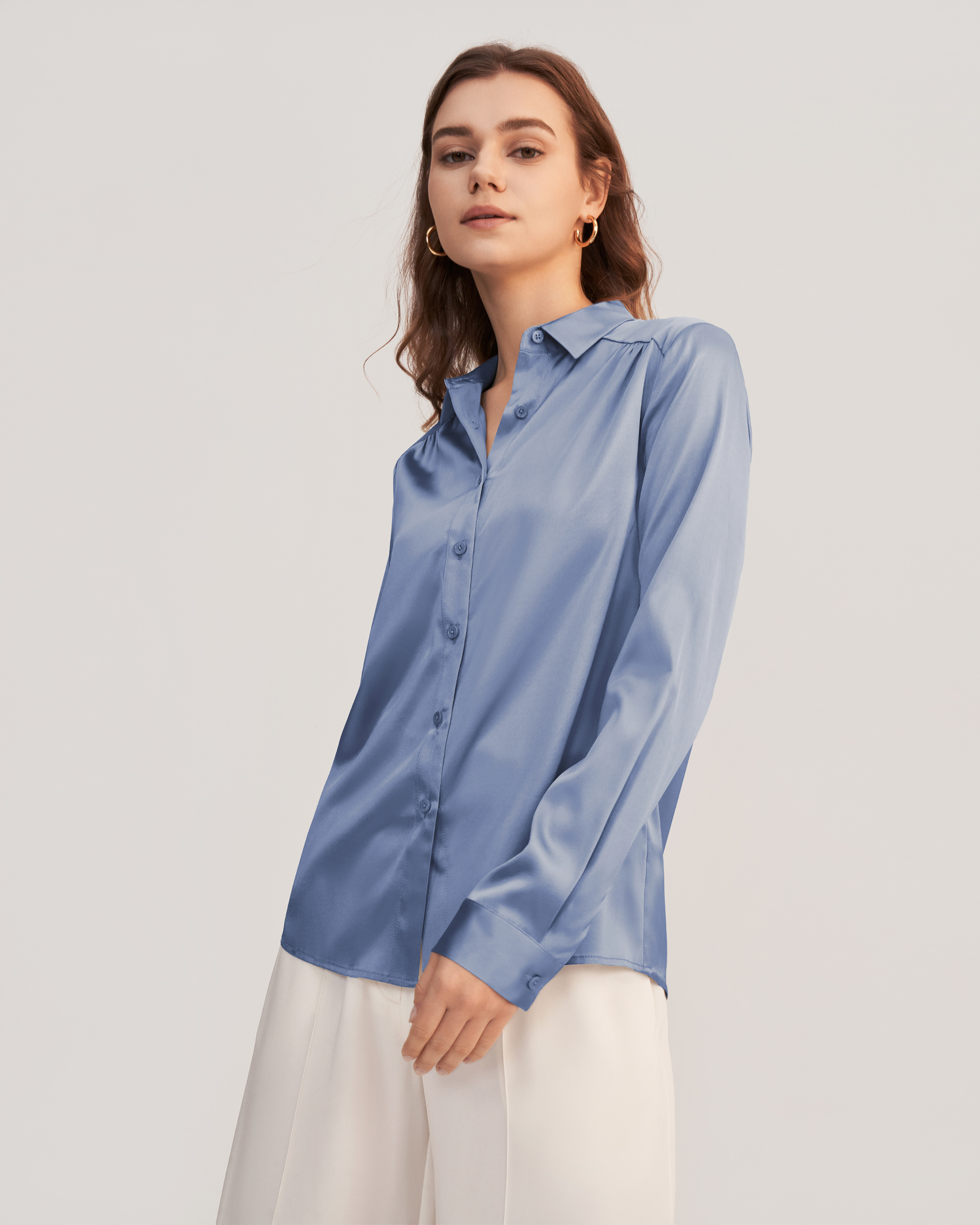 LILYSILK Blouse En Soie Ourlet Courbé, Manches Longues Soie Extensible De Qualité Température Réglable Chemises XL - LILYSILK - Modalova