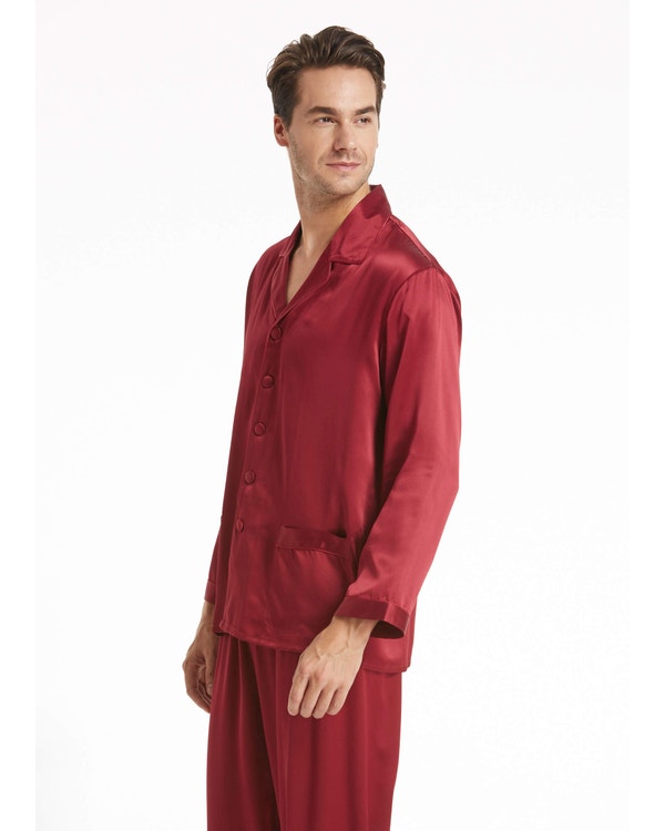 Suite De Pyjama Longue En Soie Classique Pour Homme