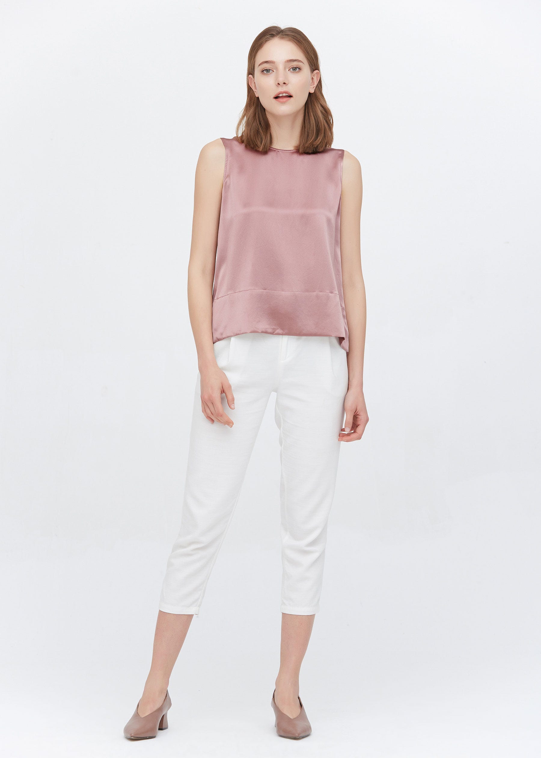 hot pink silk tank top