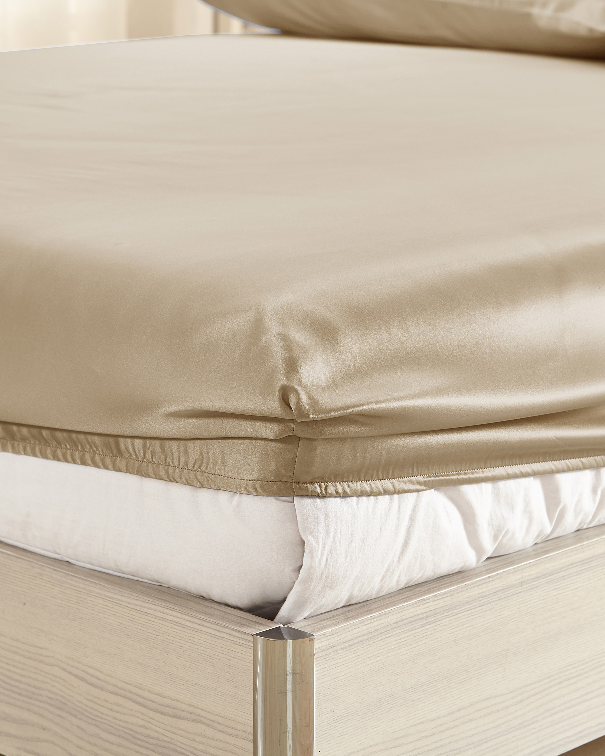 LILYSILK Spannbettlaken Seide Kaffee Deutschland Charmeuse Seide Nahtloses Für Alle Jahreszeiten Spannbettlaken 100x200+30cm
