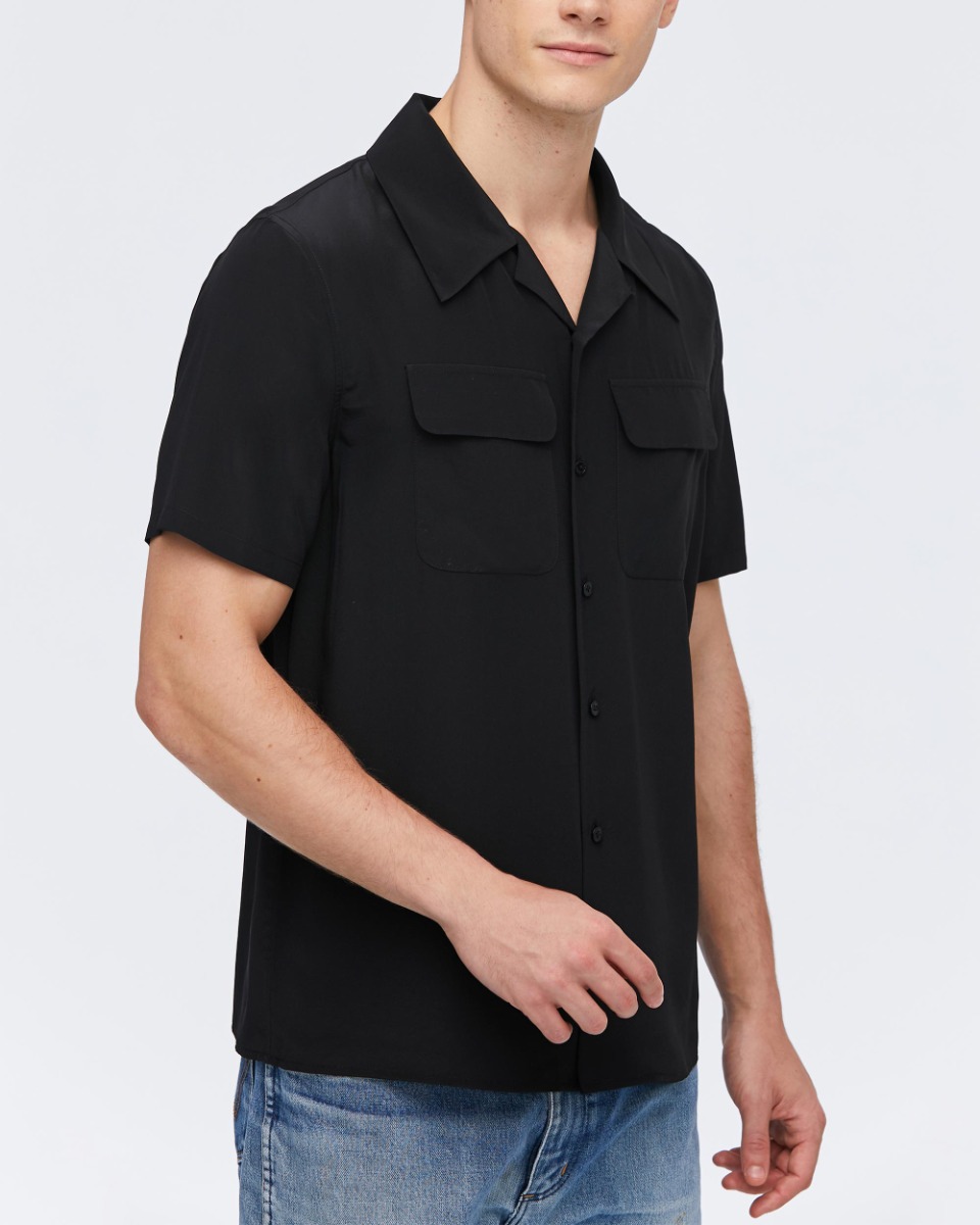 Mens Black Silk Shirt Short Sleeve Online | bellvalefarms.com