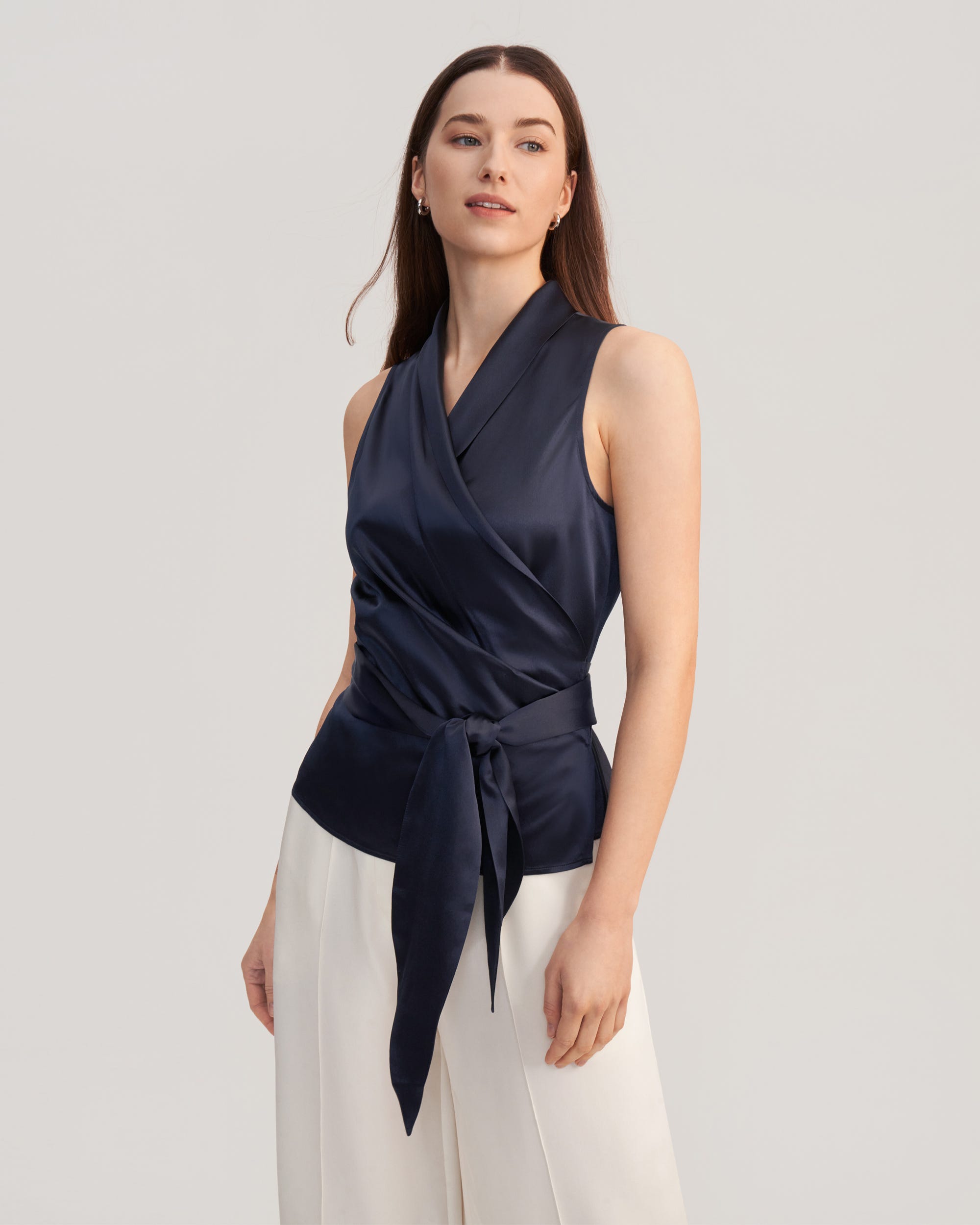 LILYSILK Seiden Bluse Damen Dunkel Blau Deutschland 100% Reine Seide Schlanke Passform Leicht Und Atmungsaktiv 30
