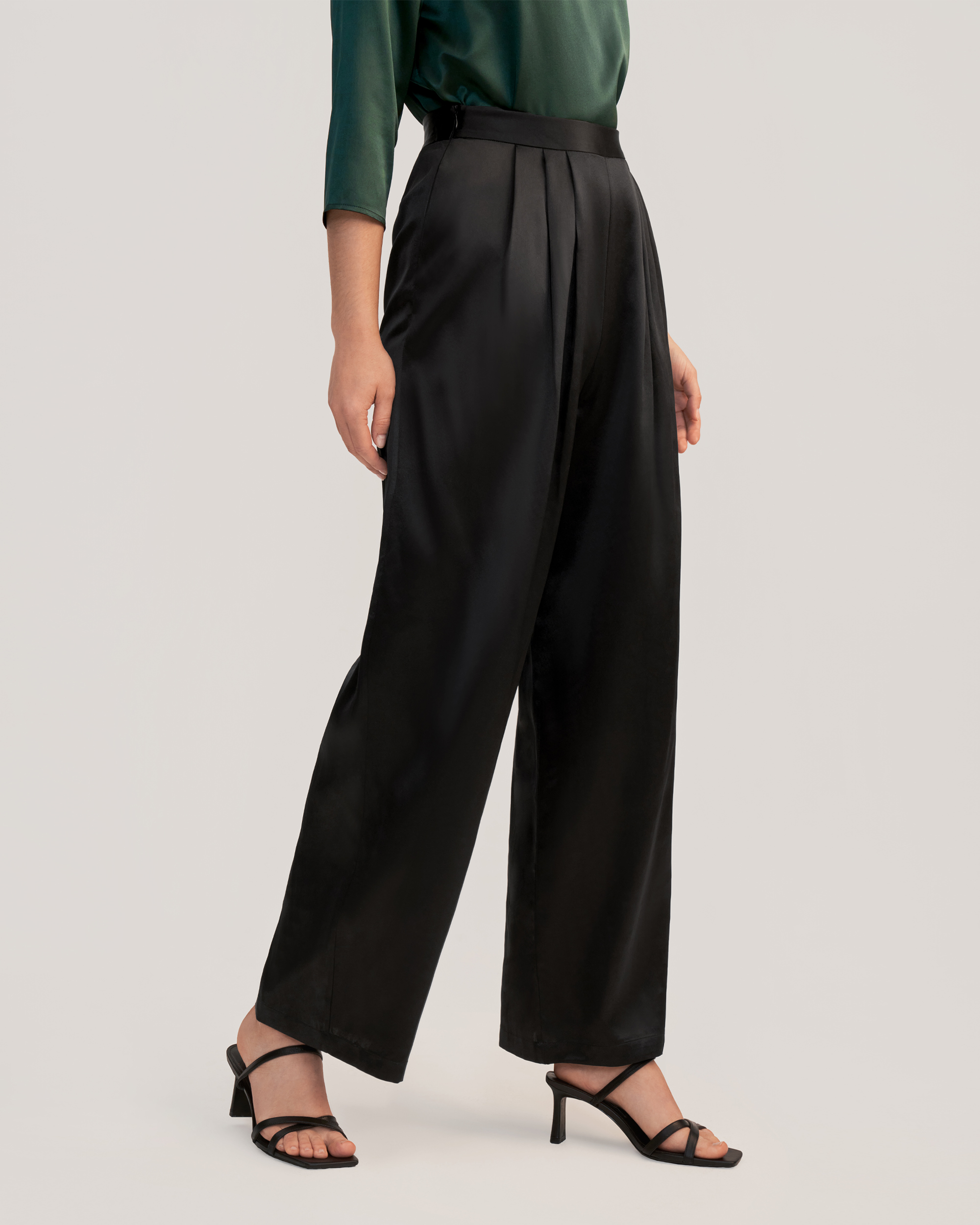 Pleated online silk pants