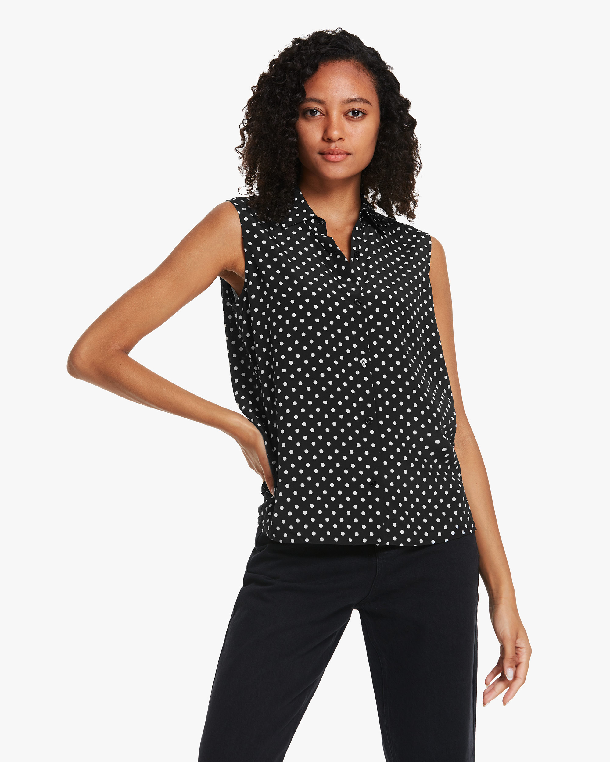 polka dots sleeveless tops
