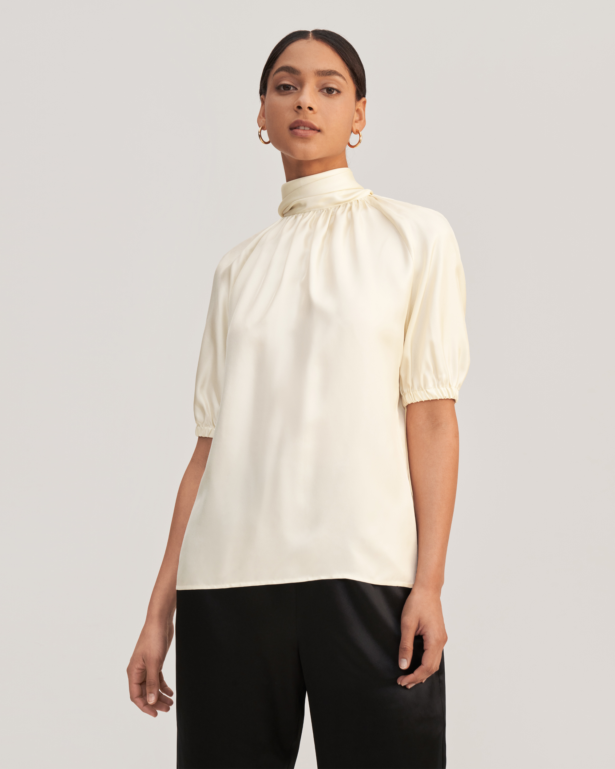 LILYSILK Bluse Seide Damen Weiß Deutschland 100% Reine Seide Mit Rücken Binden Hygroskopisch XS