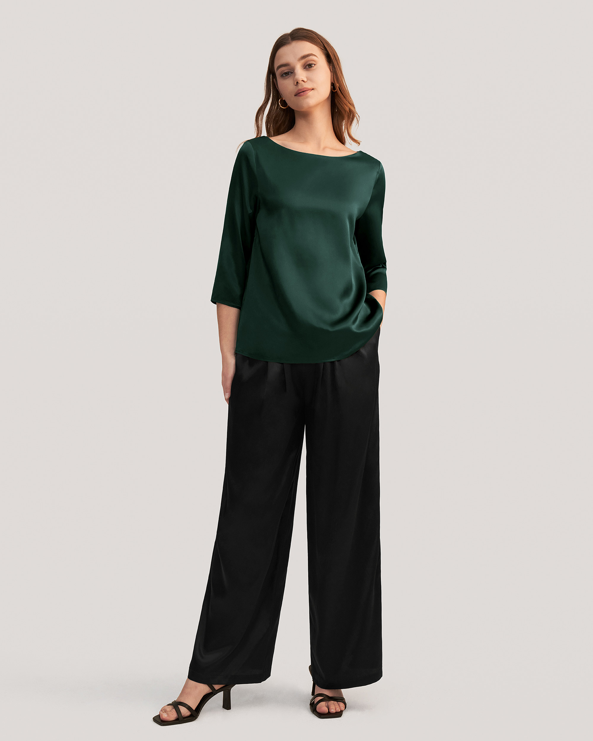 LILYSILK chemisier soie Blouse En Soie À Col Bateau Et Manches 3/4 - LILYSILK - Modalova