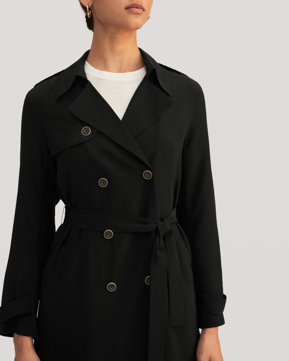 Double Breasted Silk Trench Coat
