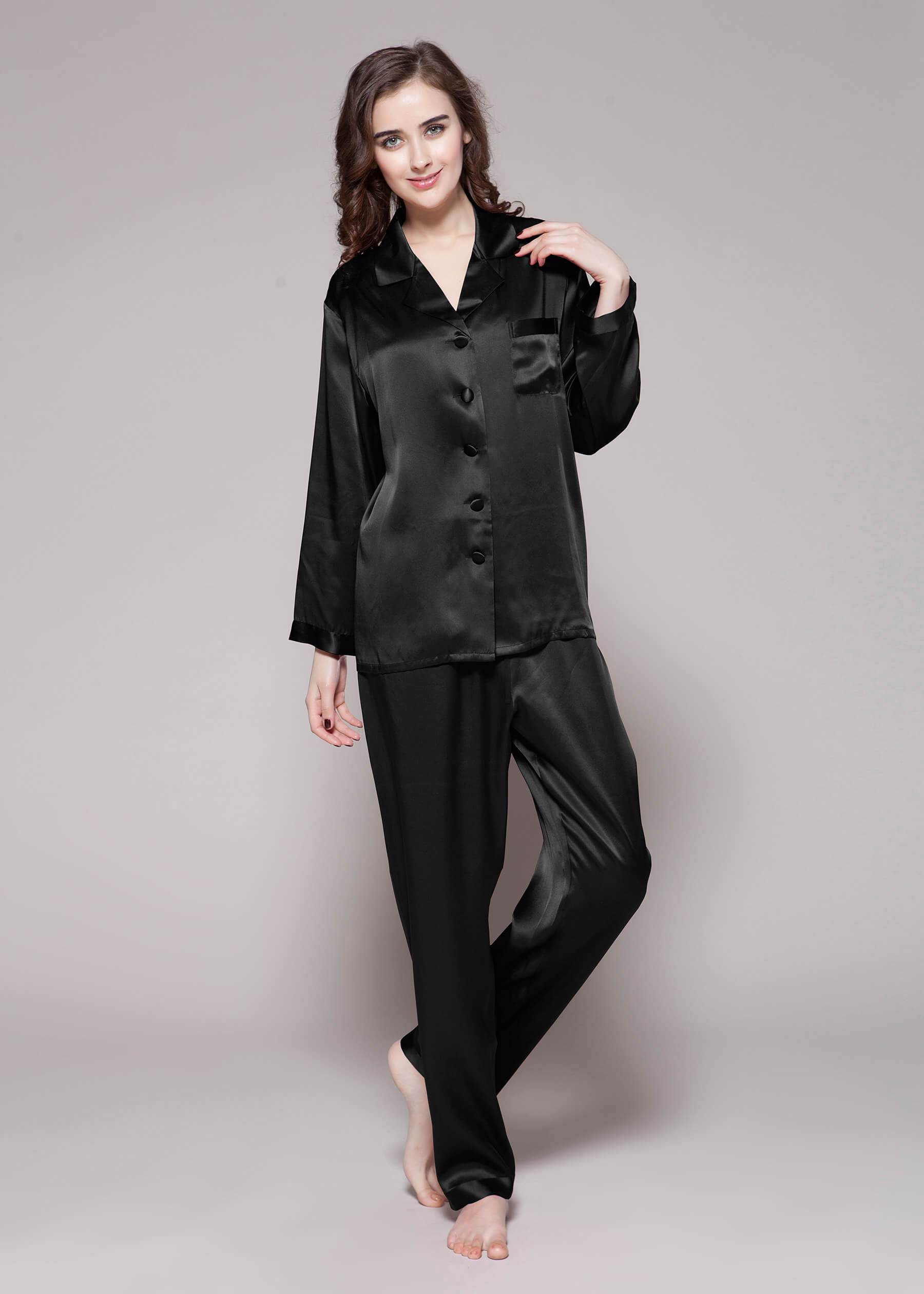 LILYSILK Pyjama En Soie Col V, Boutons Enveloppés De Soie 100% Soie Naturelle Doux Pour La Peau Et Respirant XL - LILYSILK - Modalova