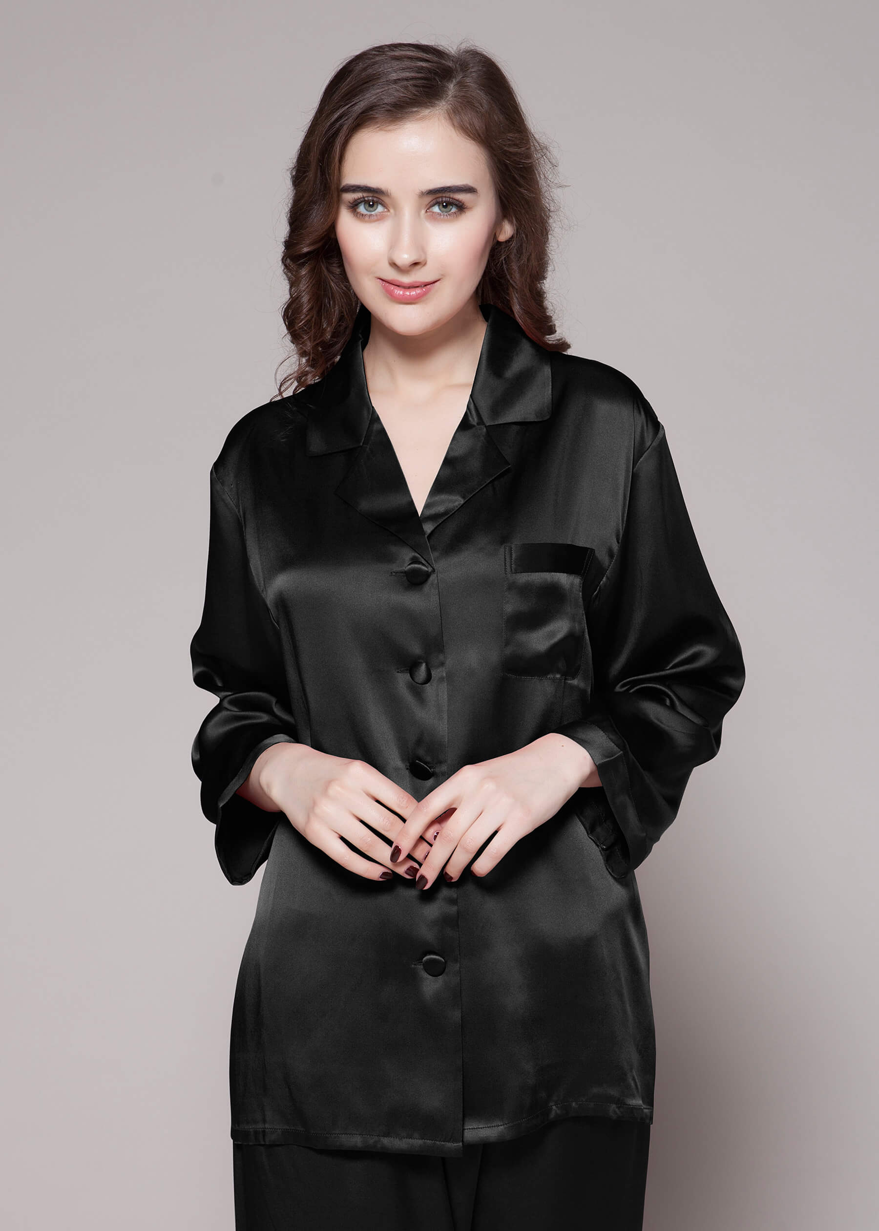 LILYSILK Pyjama Soie Col V, Boutons Enveloppés De Soie 100% Soie De Mûrier Prévient Les Rides Pour Mieux Dormir M - LILYSILK - Modalova