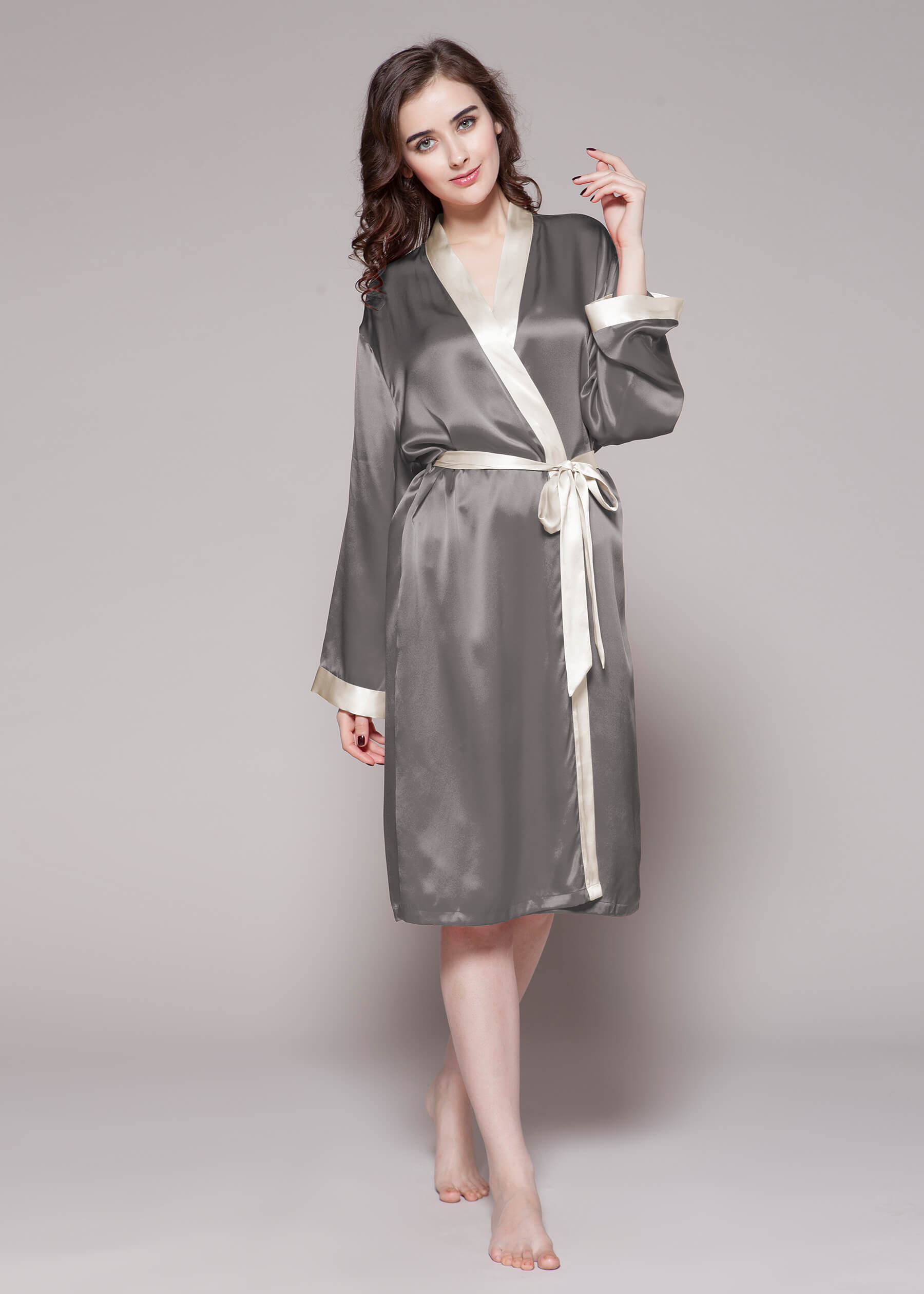 Grey silk dressing best sale gown