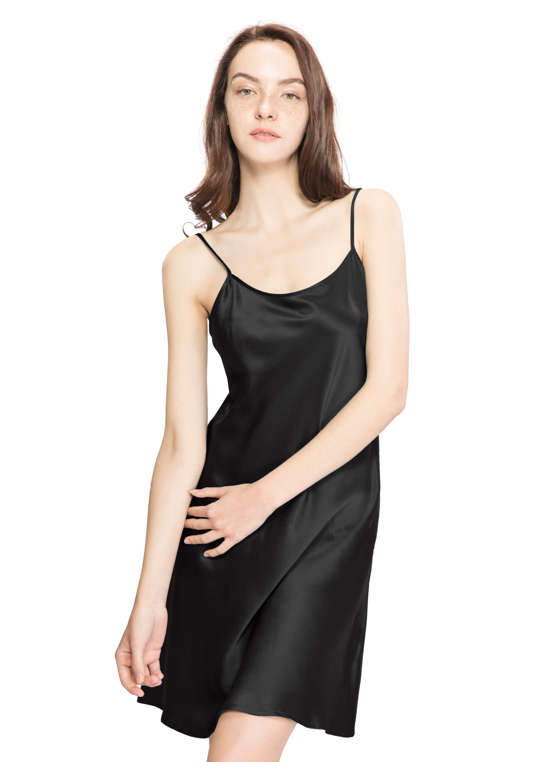 LILYSILK Nachthemd Seide Sale Schwarz Deutschland 100% Reine Seide Kurze Atmungsaktiv XS