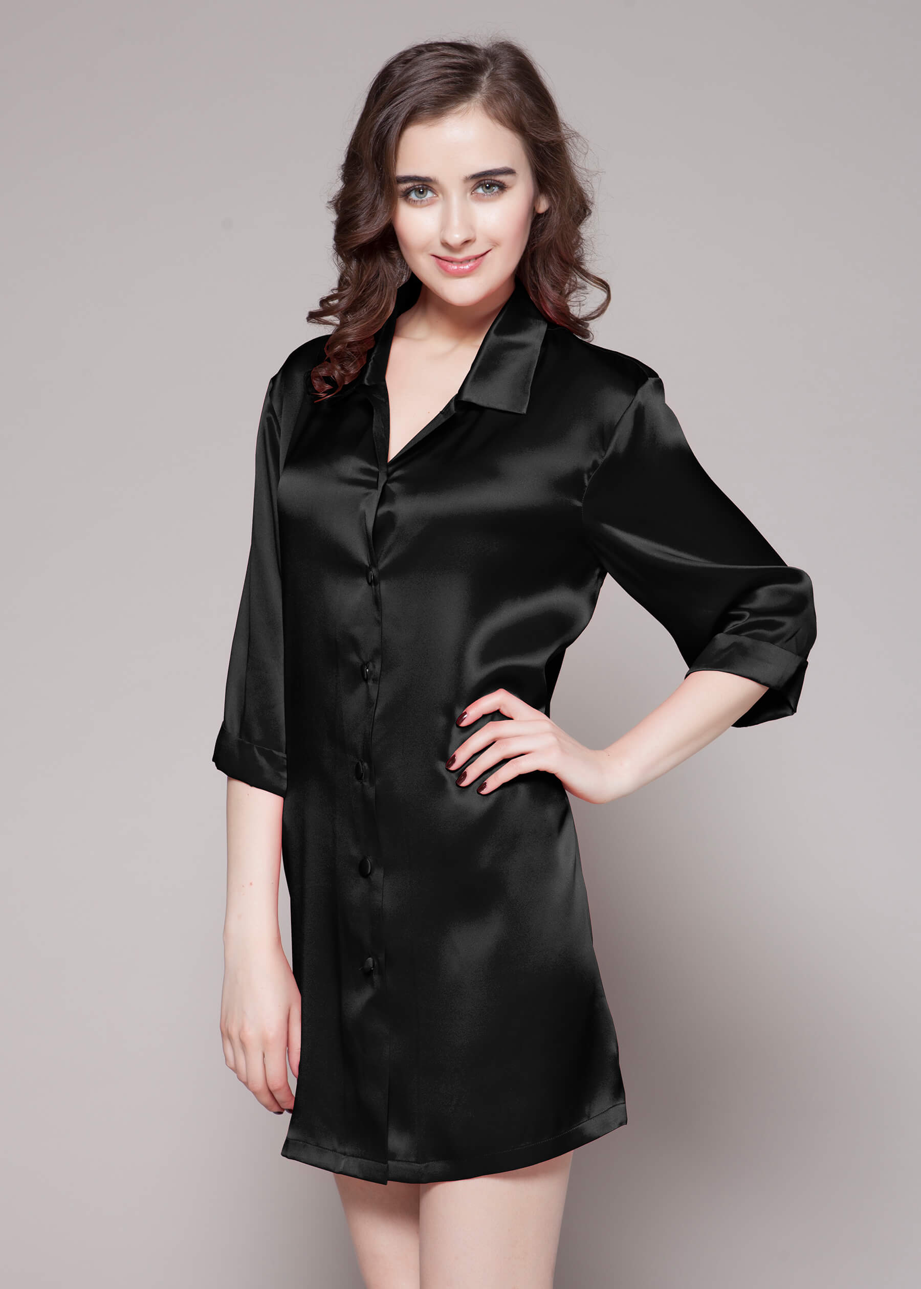LILYSILK Nachthemd Seide Sale Schwarz Deutschland Reine Seide Herrlich Weiche Atmungsaktiv XL