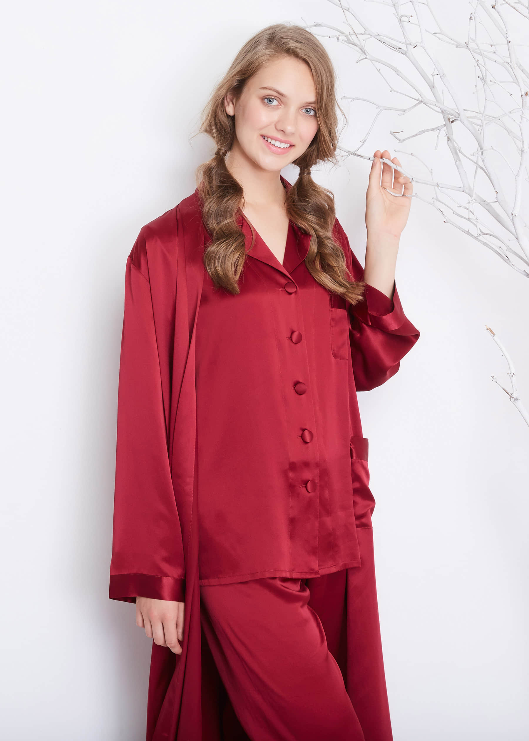 STJDM Pyjamas, Women's Silk Robe Gown Sets 2 Pieces Girls V-Neck Sleepwear  Pyjamas Femme Dressing Gown Lingerie Lounge XL White Set : Amazon.de:  Fashion