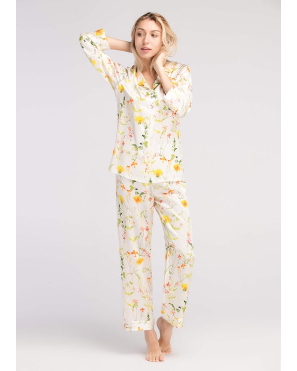 22 Momme Blossom Long Silk Pajamas Set