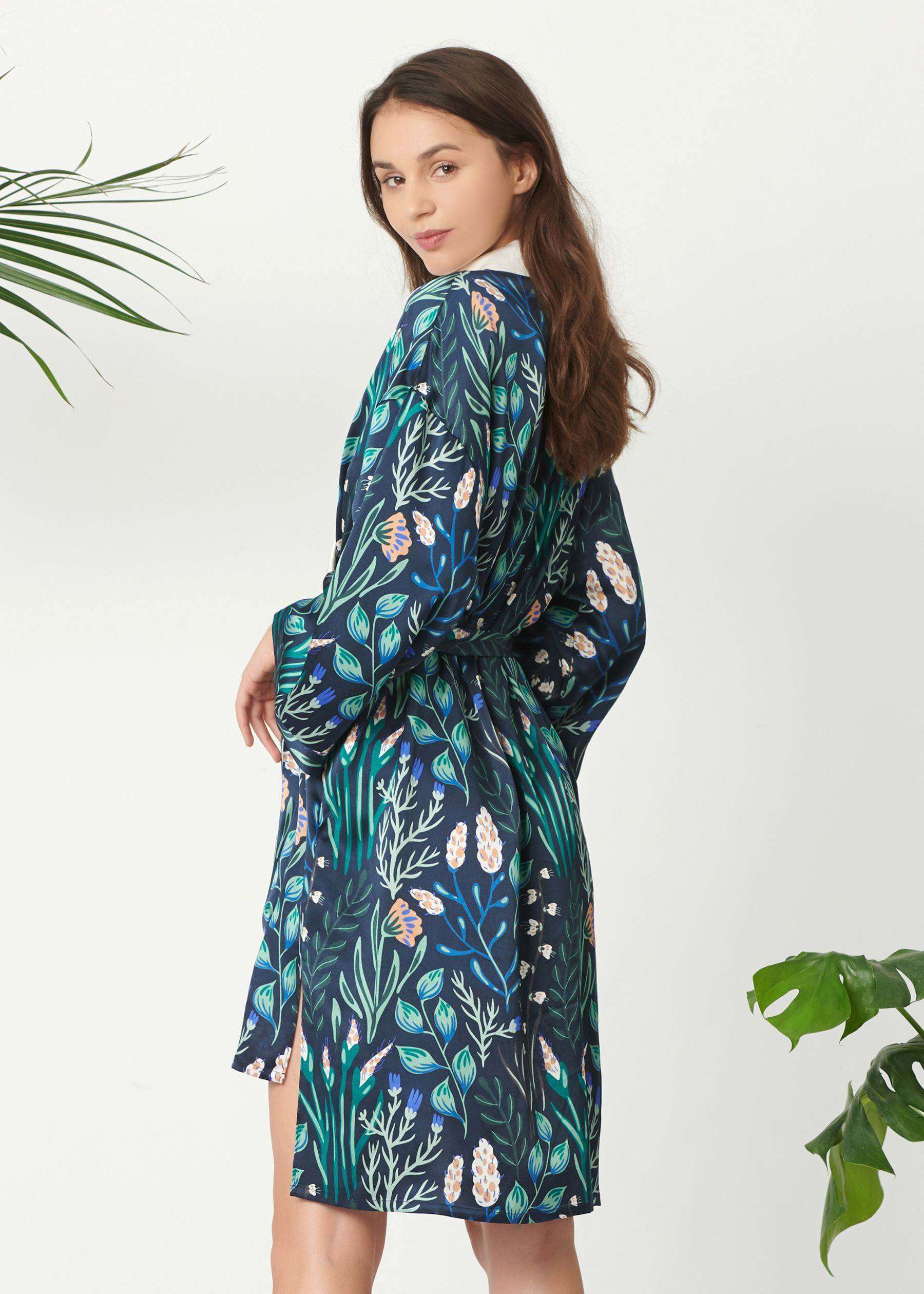 printed silk robe