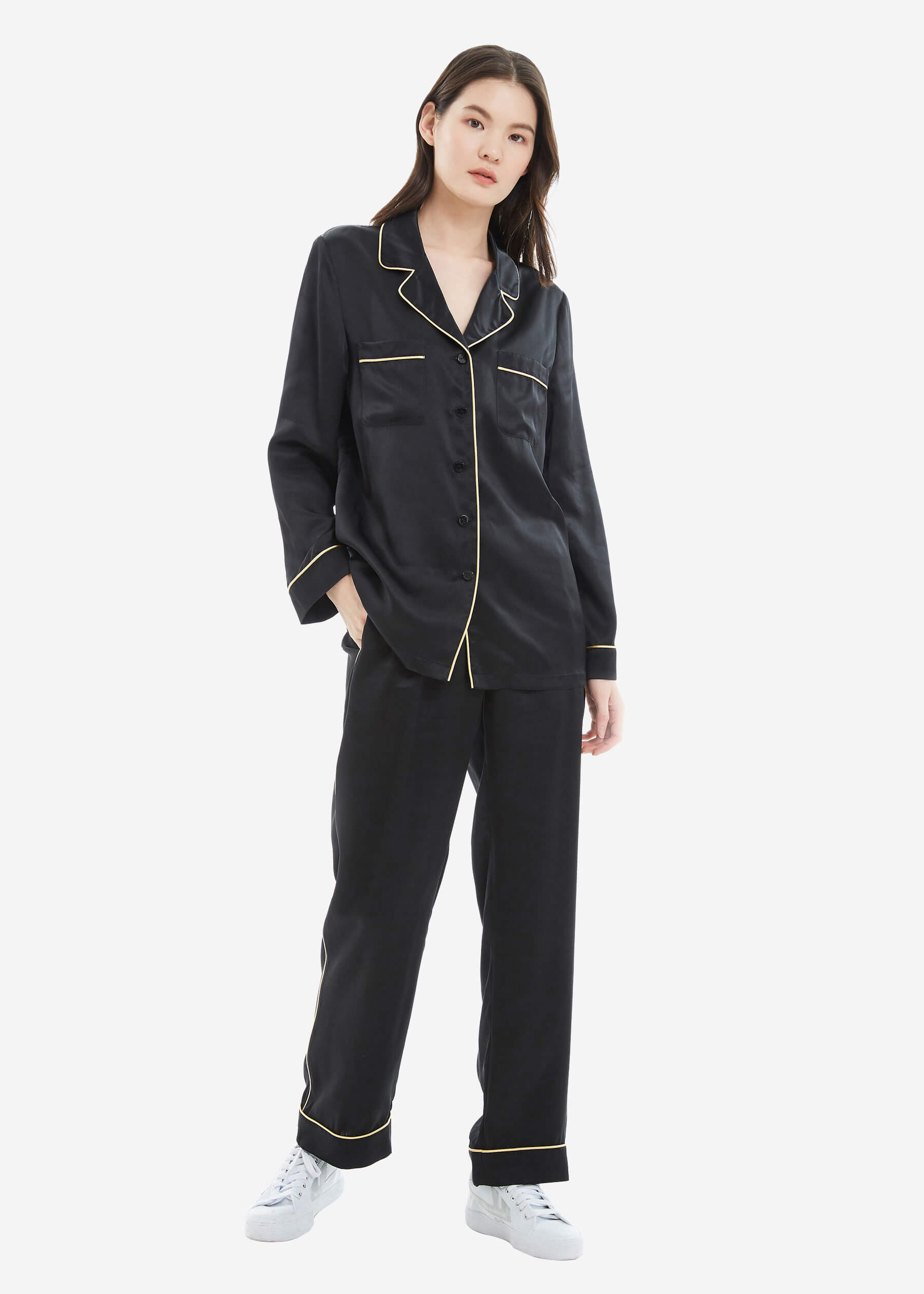 LILYSILK Seiden Pyjama Set Damen Schwarz Deutschland Reine Seide Außergewöhnlich Weich Weich Und Gemütlich XS