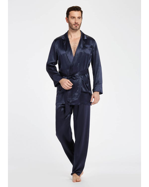 22 Momme Lapel Collar Silk Pyjamas Set For Men